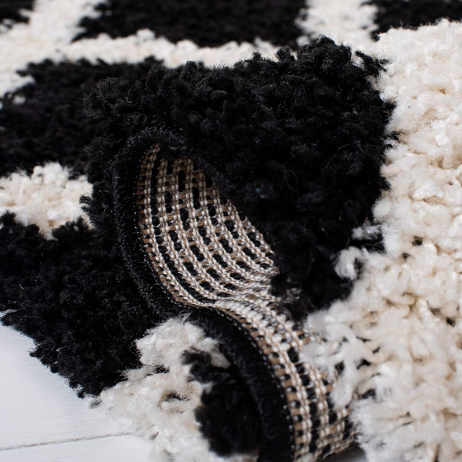 image:imageSAFAVIEH Dallas Shag Collection Area Rug 51 x 76 Seafoam amp Ivory Trellis Design NonShedding amp Easy Care 15inch Thick Ideal for High Traffic Areas in Living Room Bedroom SGD258CBlackIvory