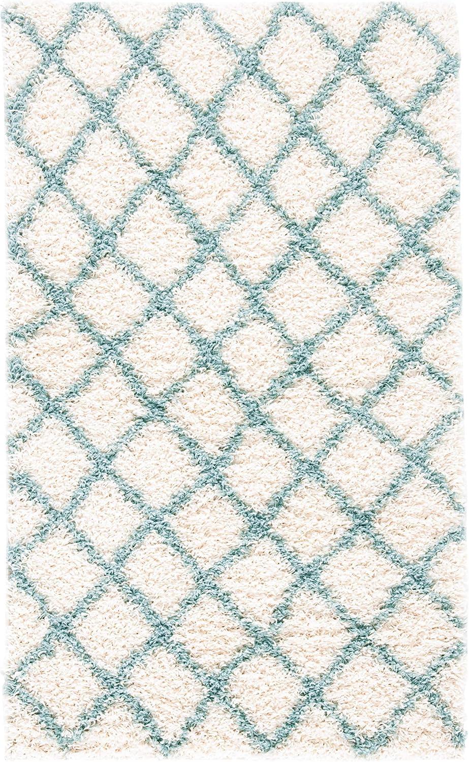 image:imageSAFAVIEH Dallas Shag Collection Area Rug 51 x 76 Seafoam amp Ivory Trellis Design NonShedding amp Easy Care 15inch Thick Ideal for High Traffic Areas in Living Room Bedroom SGD258CIvorySeafoam