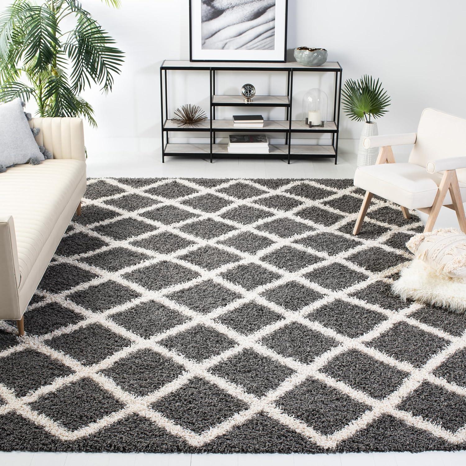 image:imageSAFAVIEH Dallas Shag Collection Area Rug 51 x 76 Seafoam amp Ivory Trellis Design NonShedding amp Easy Care 15inch Thick Ideal for High Traffic Areas in Living Room Bedroom SGD258CDark GreyIvory