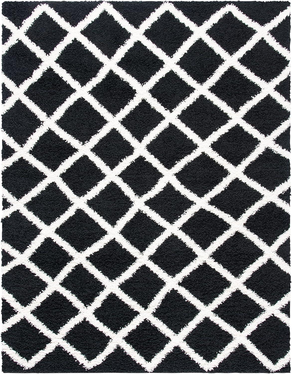 image:imageSAFAVIEH Dallas Shag Collection Area Rug 51 x 76 Seafoam amp Ivory Trellis Design NonShedding amp Easy Care 15inch Thick Ideal for High Traffic Areas in Living Room Bedroom SGD258CBlackIvory
