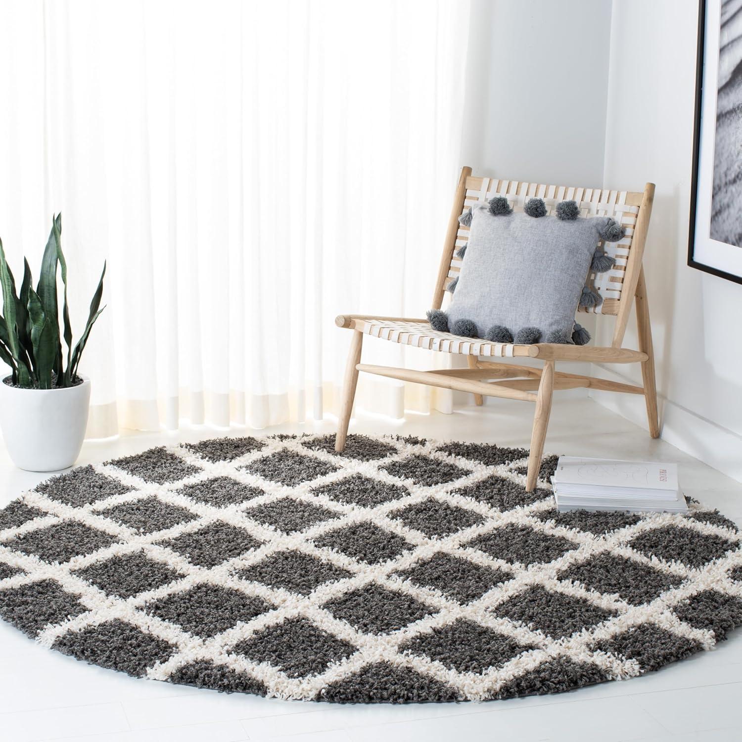 image:imageSAFAVIEH Dallas Shag Collection Area Rug 51 x 76 Seafoam amp Ivory Trellis Design NonShedding amp Easy Care 15inch Thick Ideal for High Traffic Areas in Living Room Bedroom SGD258CDark GreyIvory
