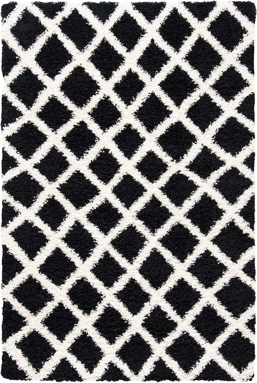 image:imageSAFAVIEH Dallas Shag Collection Area Rug 51 x 76 Seafoam amp Ivory Trellis Design NonShedding amp Easy Care 15inch Thick Ideal for High Traffic Areas in Living Room Bedroom SGD258CBlackIvory