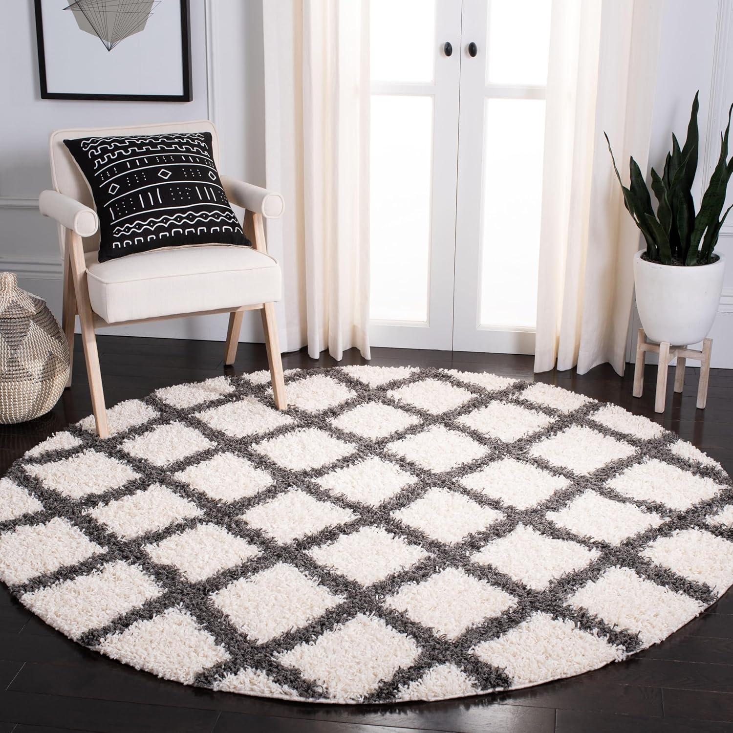 image:imageSAFAVIEH Dallas Shag Collection Area Rug 51 x 76 Seafoam amp Ivory Trellis Design NonShedding amp Easy Care 15inch Thick Ideal for High Traffic Areas in Living Room Bedroom SGD258CIvoryDark Grey