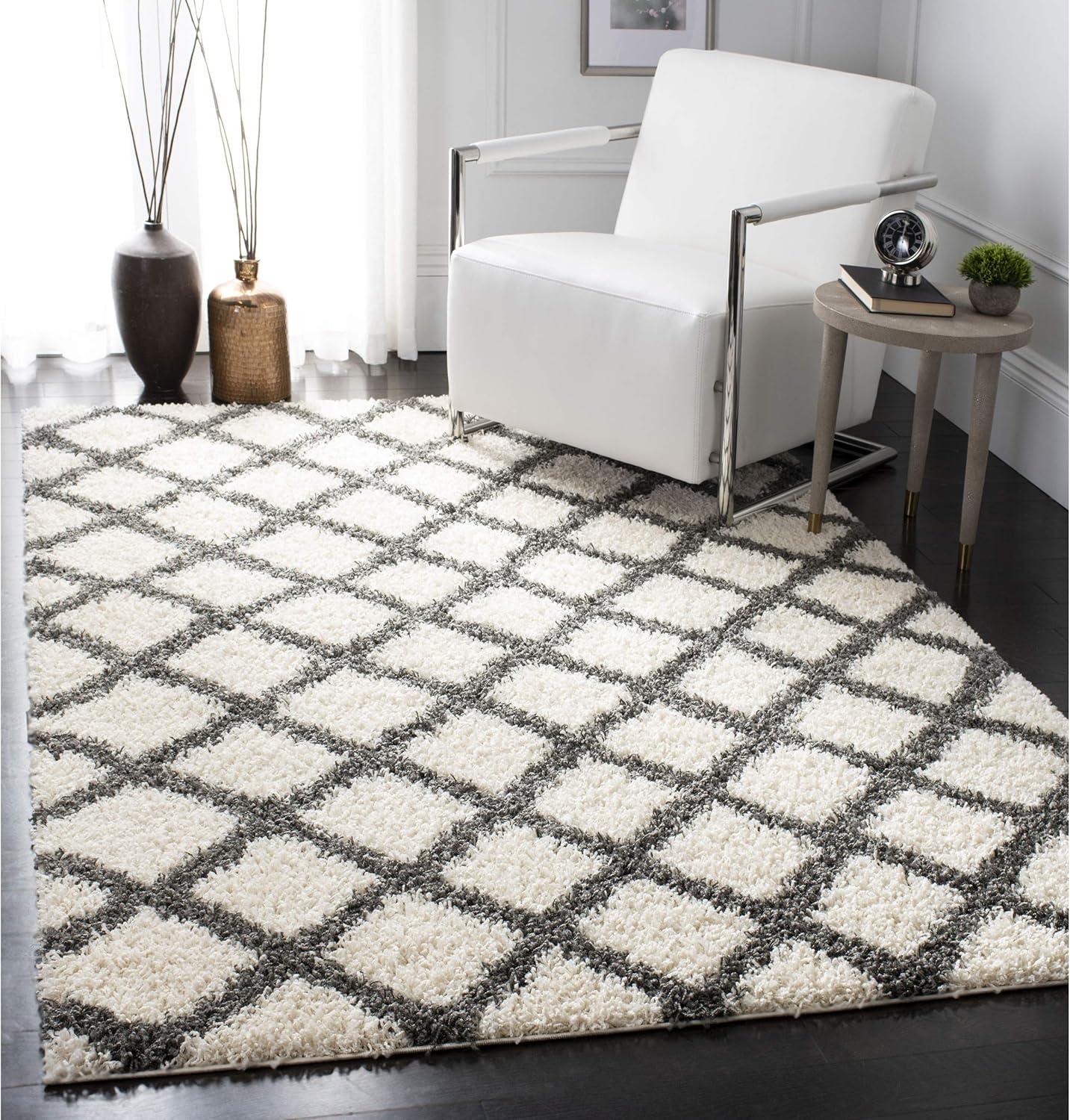 image:imageSAFAVIEH Dallas Shag Collection Area Rug 51 x 76 Seafoam amp Ivory Trellis Design NonShedding amp Easy Care 15inch Thick Ideal for High Traffic Areas in Living Room Bedroom SGD258CIvoryDark Grey