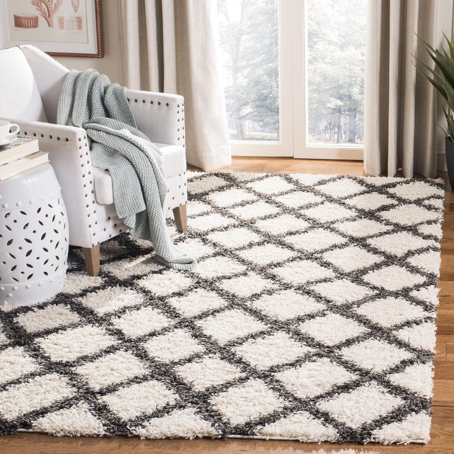 image:imageSAFAVIEH Dallas Shag Collection Area Rug 51 x 76 Seafoam amp Ivory Trellis Design NonShedding amp Easy Care 15inch Thick Ideal for High Traffic Areas in Living Room Bedroom SGD258CIvoryDark Grey