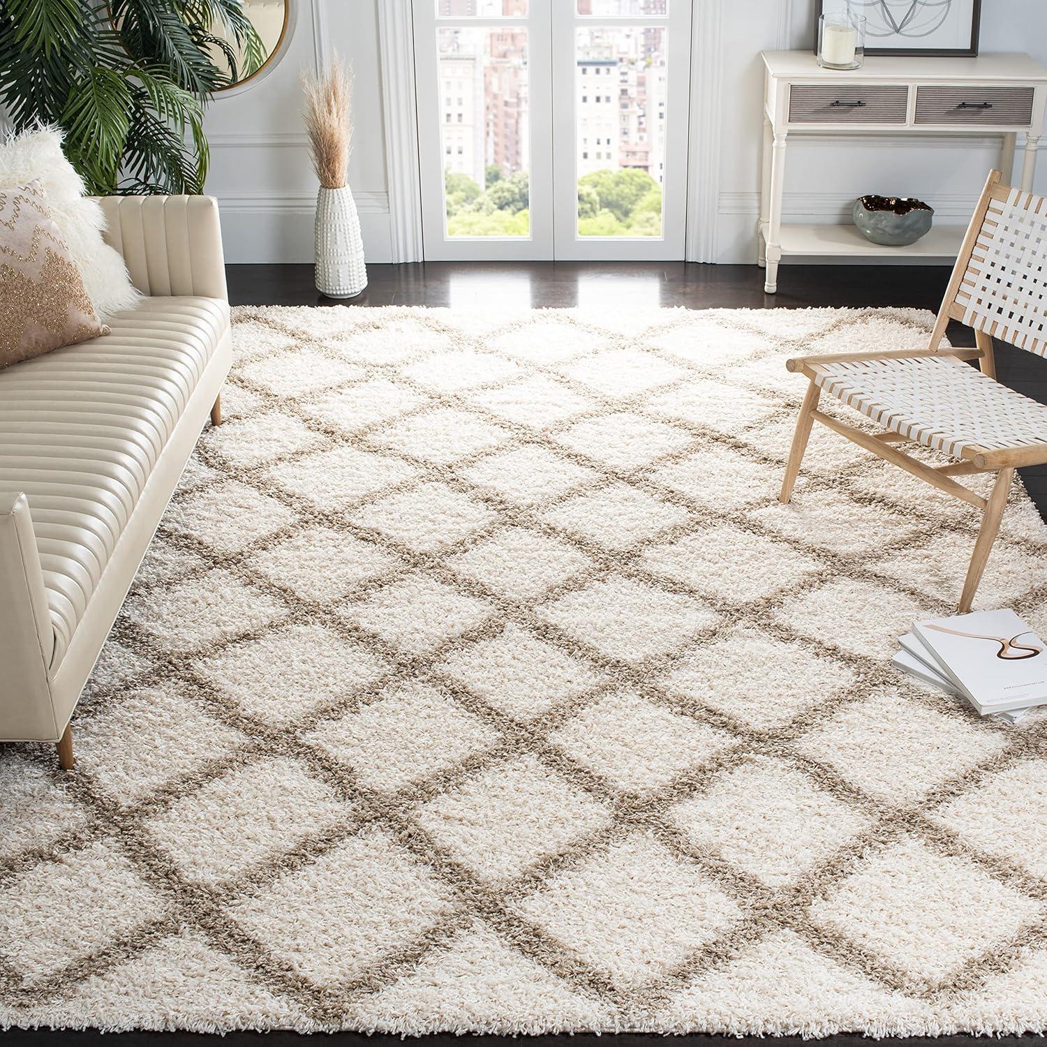 image:imageSAFAVIEH Dallas Shag Collection Area Rug 51 x 76 Seafoam amp Ivory Trellis Design NonShedding amp Easy Care 15inch Thick Ideal for High Traffic Areas in Living Room Bedroom SGD258CIvoryBeige