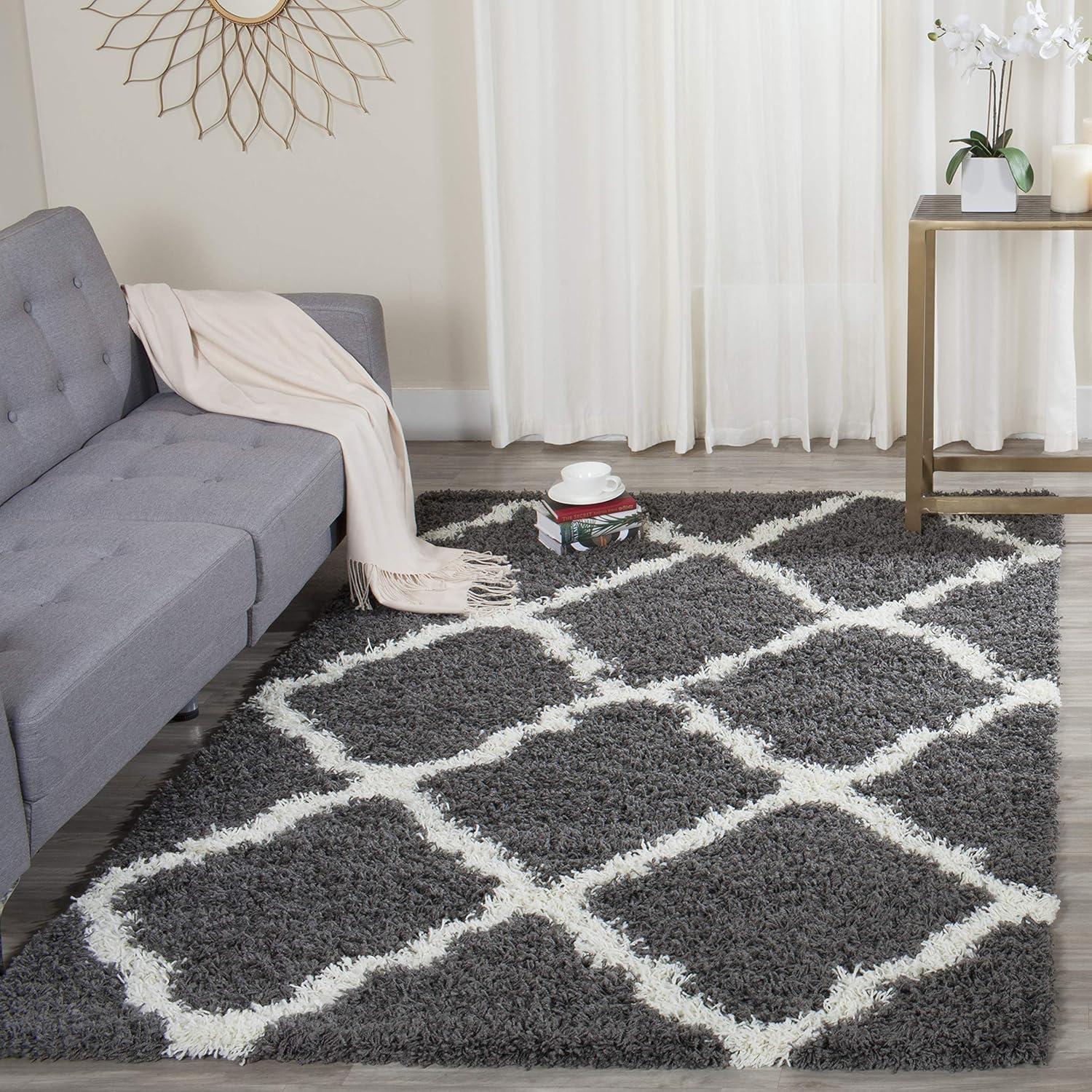 image:imageSAFAVIEH Dallas Shag Collection Area Rug 51 x 76 Seafoam amp Ivory Trellis Design NonShedding amp Easy Care 15inch Thick Ideal for High Traffic Areas in Living Room Bedroom SGD258CDark GreyIvory