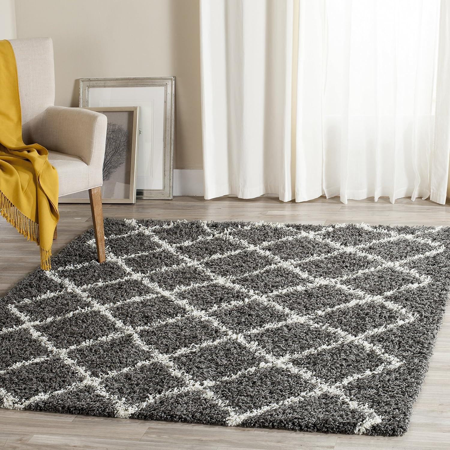 image:imageSAFAVIEH Dallas Shag Collection Area Rug 51 x 76 Seafoam amp Ivory Trellis Design NonShedding amp Easy Care 15inch Thick Ideal for High Traffic Areas in Living Room Bedroom SGD258CDark GreyIvory