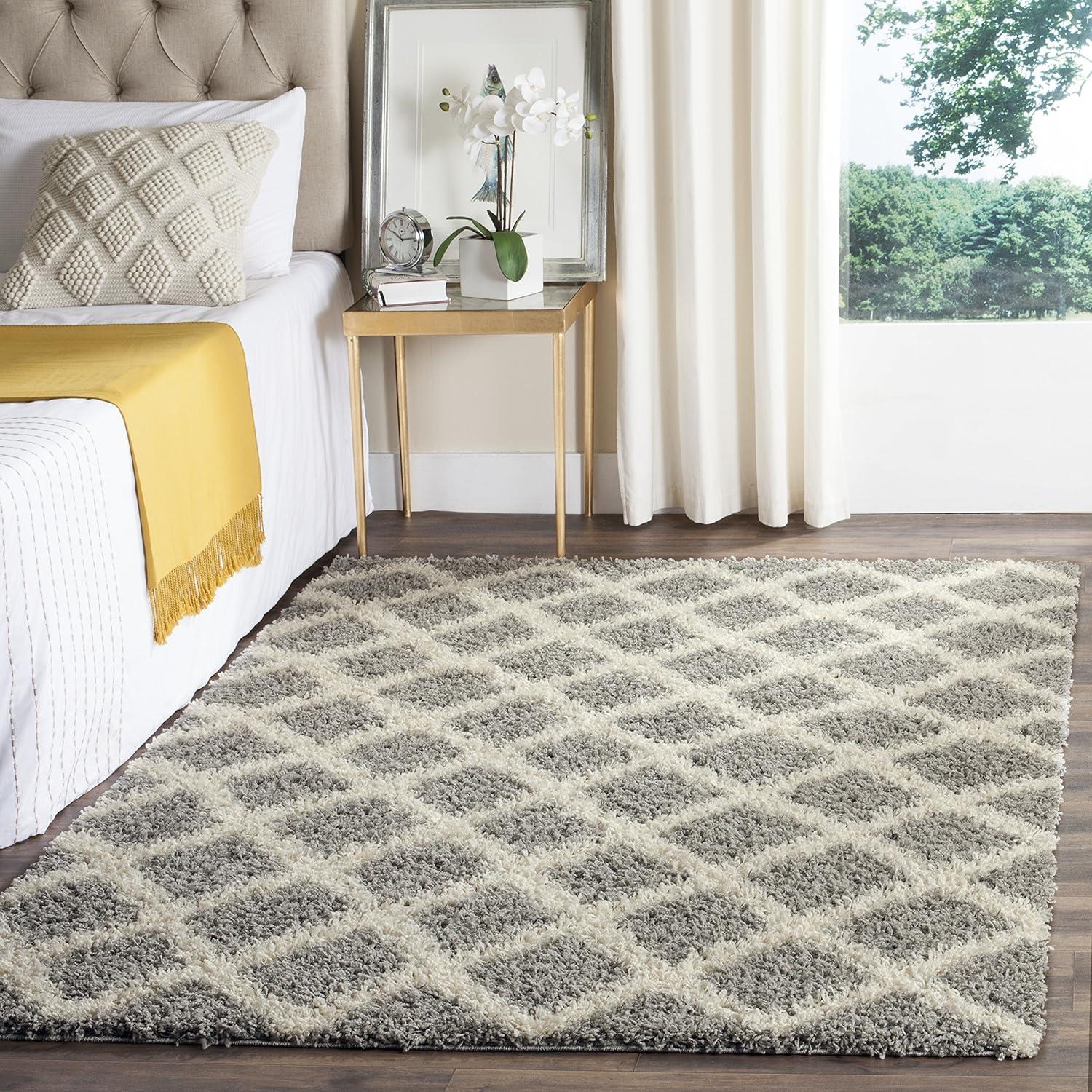 image:imageSAFAVIEH Dallas Shag Collection Area Rug 51 x 76 Seafoam amp Ivory Trellis Design NonShedding amp Easy Care 15inch Thick Ideal for High Traffic Areas in Living Room Bedroom SGD258CGreyIvory