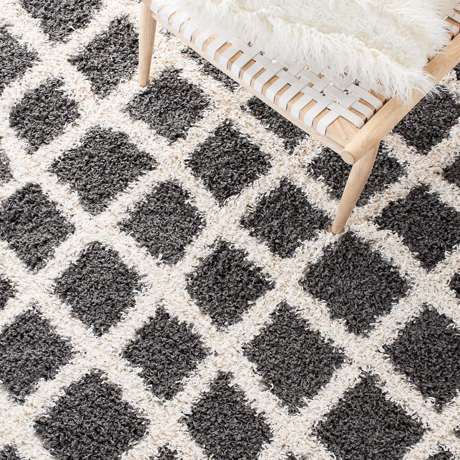 image:imageSAFAVIEH Dallas Shag Collection Area Rug 51 x 76 Seafoam amp Ivory Trellis Design NonShedding amp Easy Care 15inch Thick Ideal for High Traffic Areas in Living Room Bedroom SGD258CDark GreyIvory