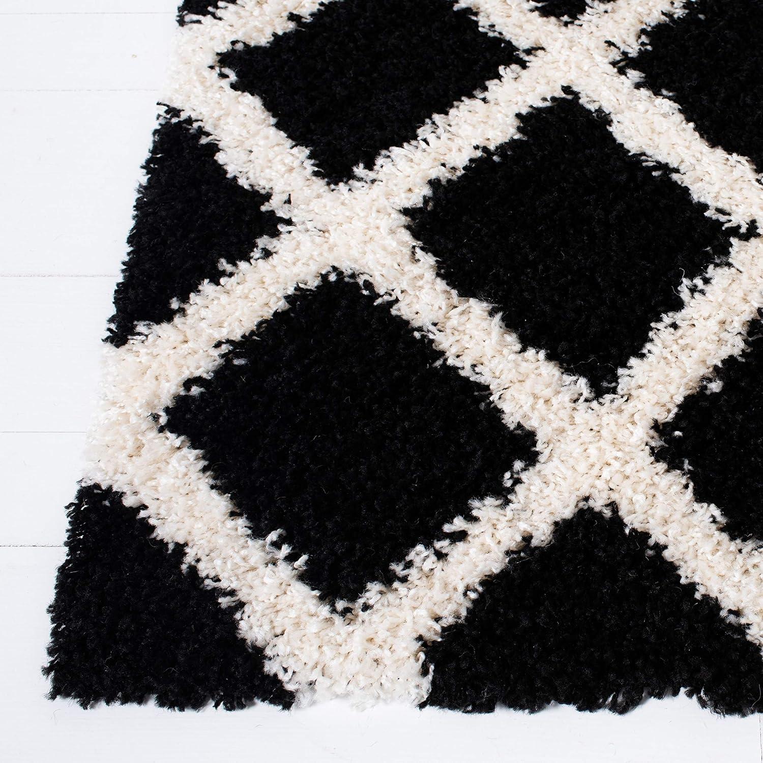 image:imageSAFAVIEH Dallas Shag Collection Area Rug 51 x 76 Seafoam amp Ivory Trellis Design NonShedding amp Easy Care 15inch Thick Ideal for High Traffic Areas in Living Room Bedroom SGD258CBlackIvory