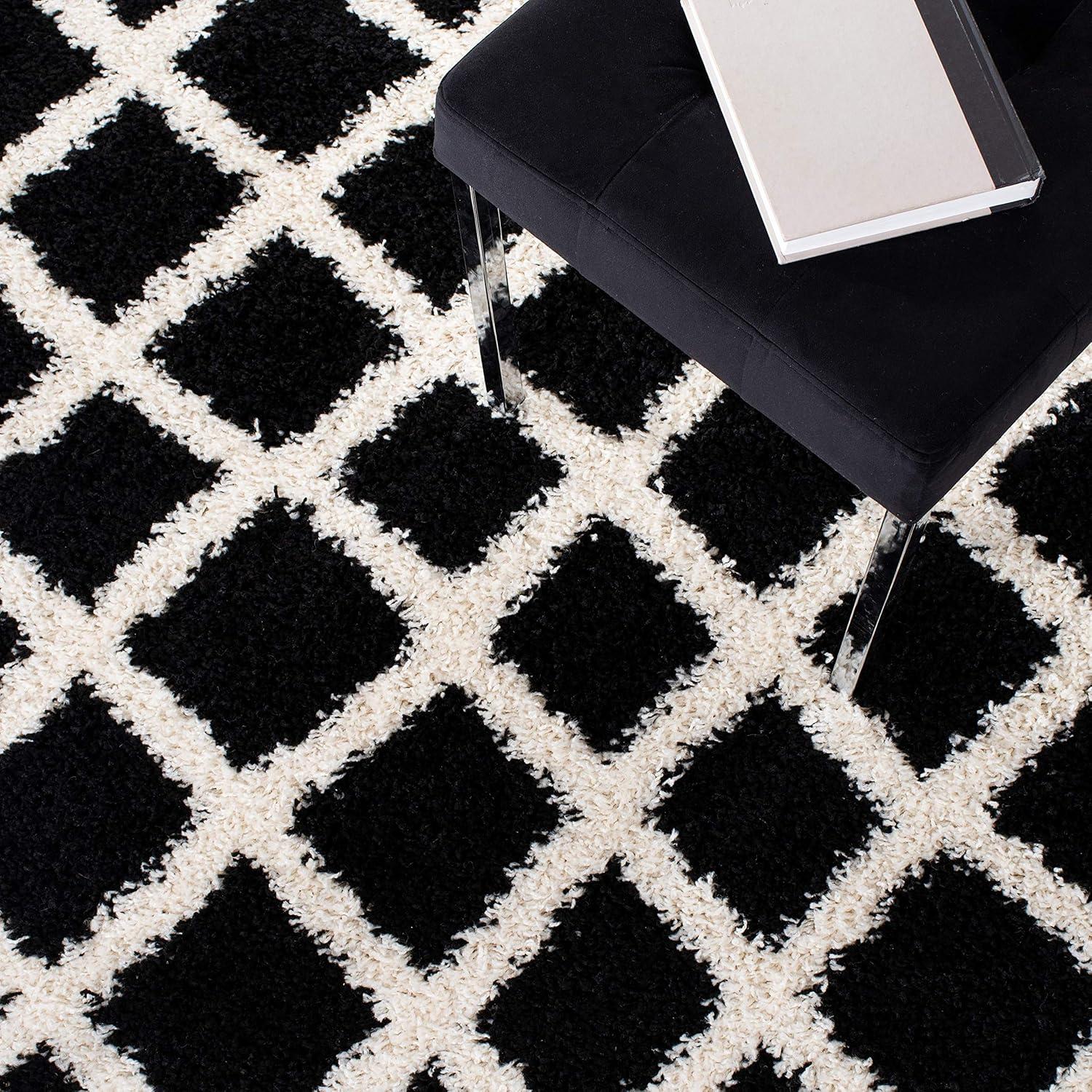 image:imageSAFAVIEH Dallas Shag Collection Area Rug 51 x 76 Seafoam amp Ivory Trellis Design NonShedding amp Easy Care 15inch Thick Ideal for High Traffic Areas in Living Room Bedroom SGD258CBlackIvory