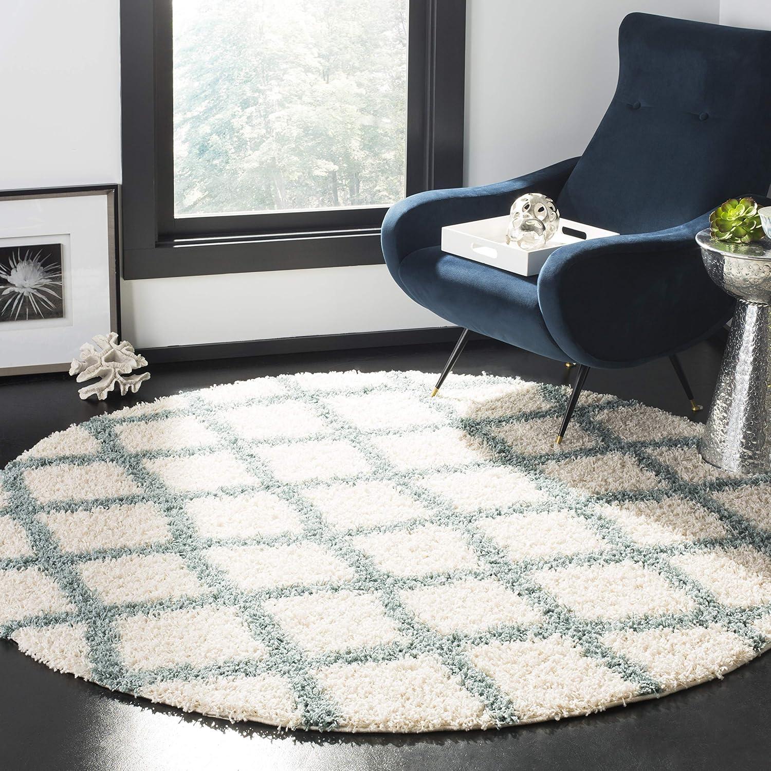 image:imageSAFAVIEH Dallas Shag Collection Area Rug 51 x 76 Seafoam amp Ivory Trellis Design NonShedding amp Easy Care 15inch Thick Ideal for High Traffic Areas in Living Room Bedroom SGD258CIvorySeafoam