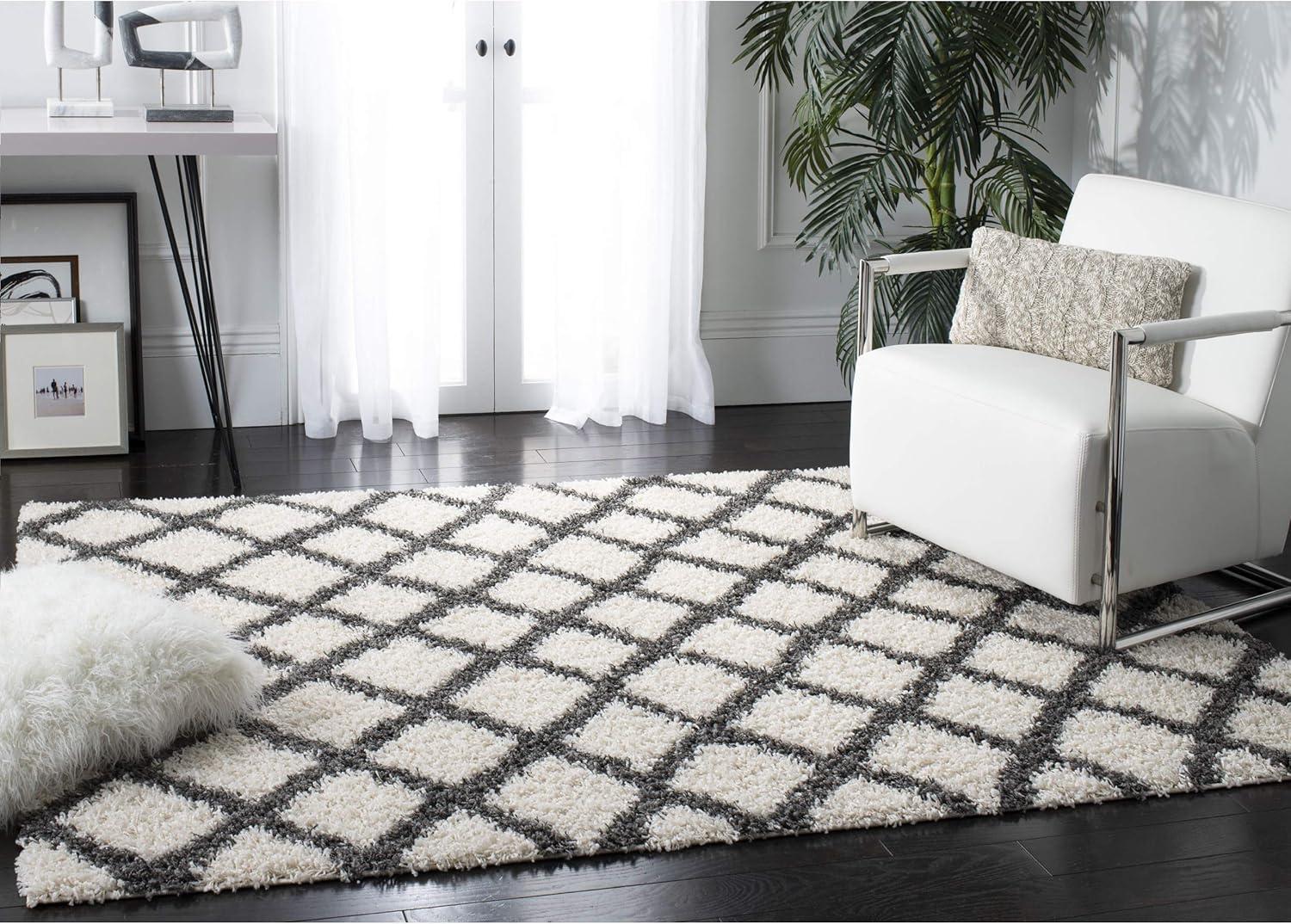 image:imageSAFAVIEH Dallas Shag Collection Area Rug 51 x 76 Seafoam amp Ivory Trellis Design NonShedding amp Easy Care 15inch Thick Ideal for High Traffic Areas in Living Room Bedroom SGD258CIvoryDark Grey