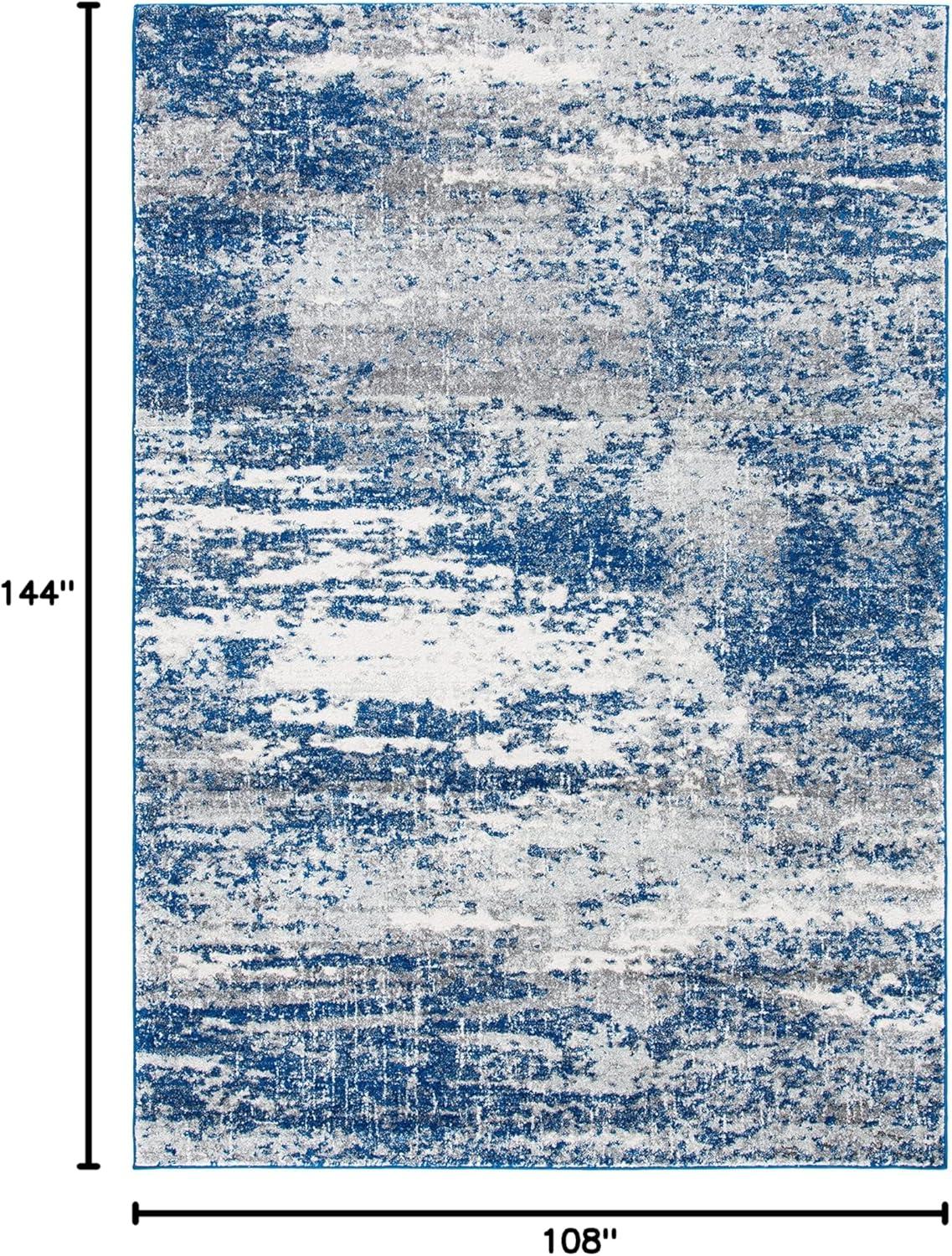 image:imageSAFAVIEH Evoke Collection 8 x 10 Ivory Dark Grey EVK272G Modern Abstract NonShedding Living Room Bedroom Dining Home Office Area RugDark BlueGrey