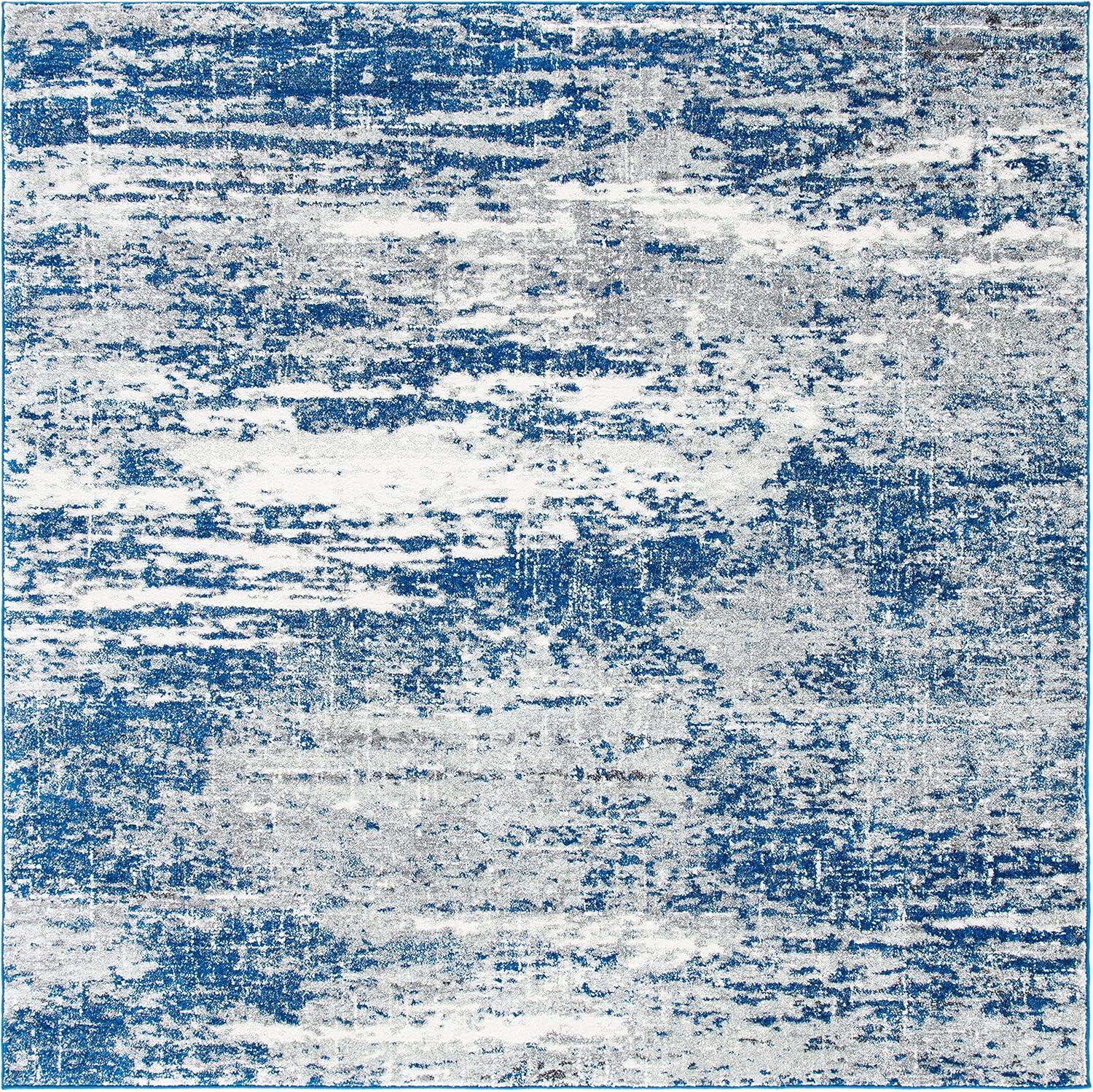 image:imageSAFAVIEH Evoke Collection 8 x 10 Ivory Dark Grey EVK272G Modern Abstract NonShedding Living Room Bedroom Dining Home Office Area RugDark BlueGrey