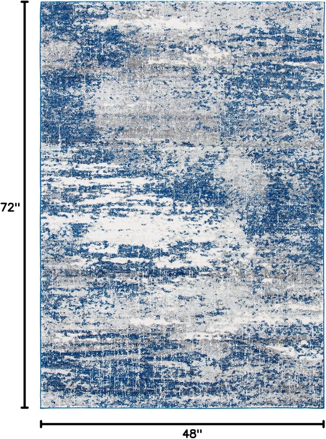 image:imageSAFAVIEH Evoke Collection 8 x 10 Ivory Dark Grey EVK272G Modern Abstract NonShedding Living Room Bedroom Dining Home Office Area RugDark BlueGrey
