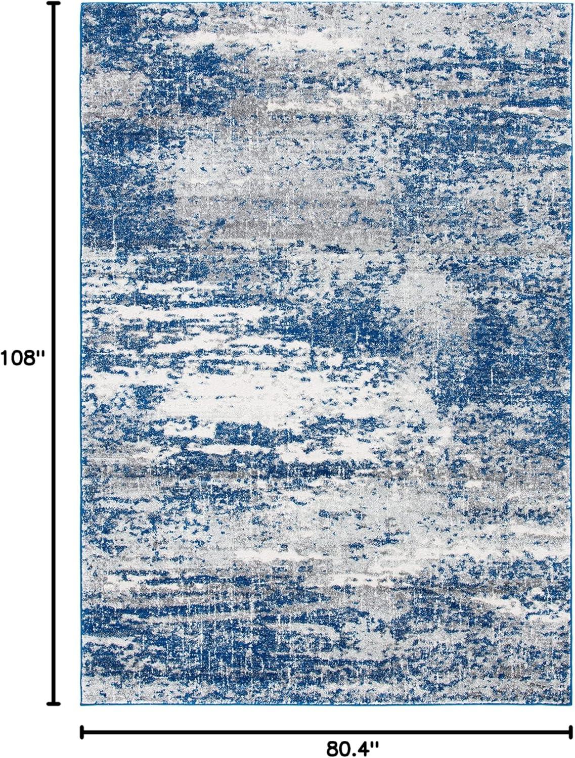 image:imageSAFAVIEH Evoke Collection 8 x 10 Ivory Dark Grey EVK272G Modern Abstract NonShedding Living Room Bedroom Dining Home Office Area RugDark BlueGrey