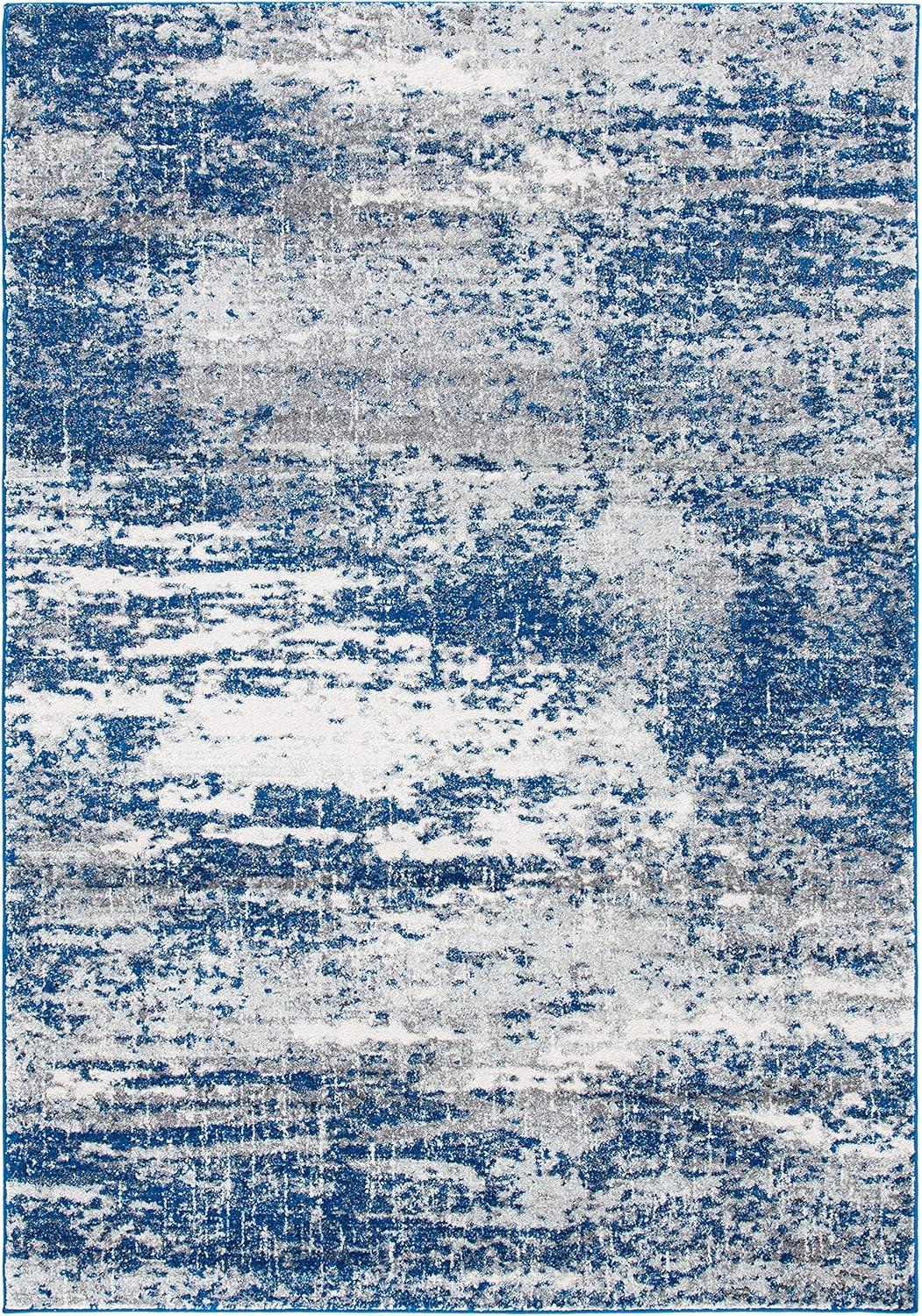 image:imageSAFAVIEH Evoke Collection 8 x 10 Ivory Dark Grey EVK272G Modern Abstract NonShedding Living Room Bedroom Dining Home Office Area RugDark BlueGrey