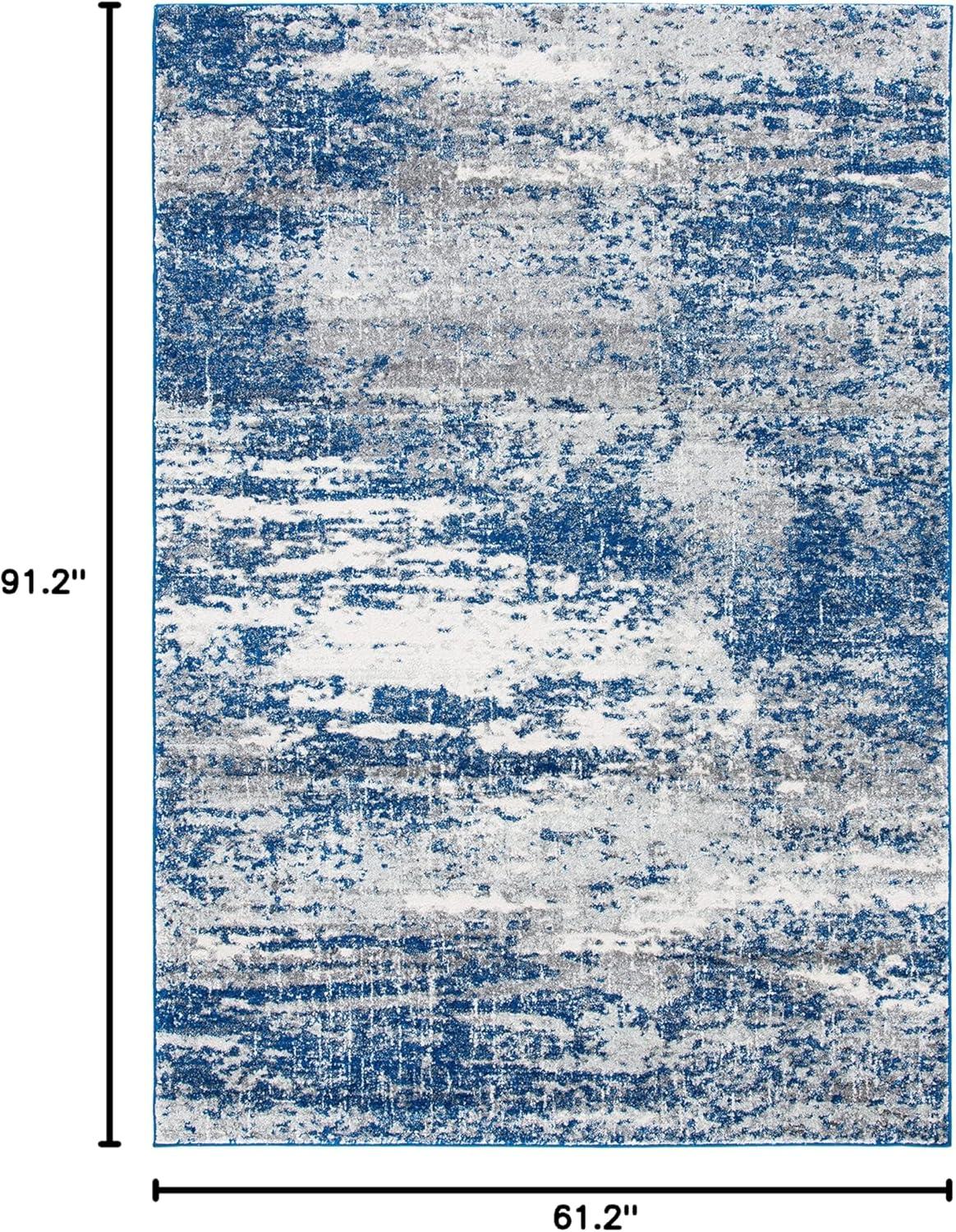 image:imageSAFAVIEH Evoke Collection 8 x 10 Ivory Dark Grey EVK272G Modern Abstract NonShedding Living Room Bedroom Dining Home Office Area RugDark BlueGrey