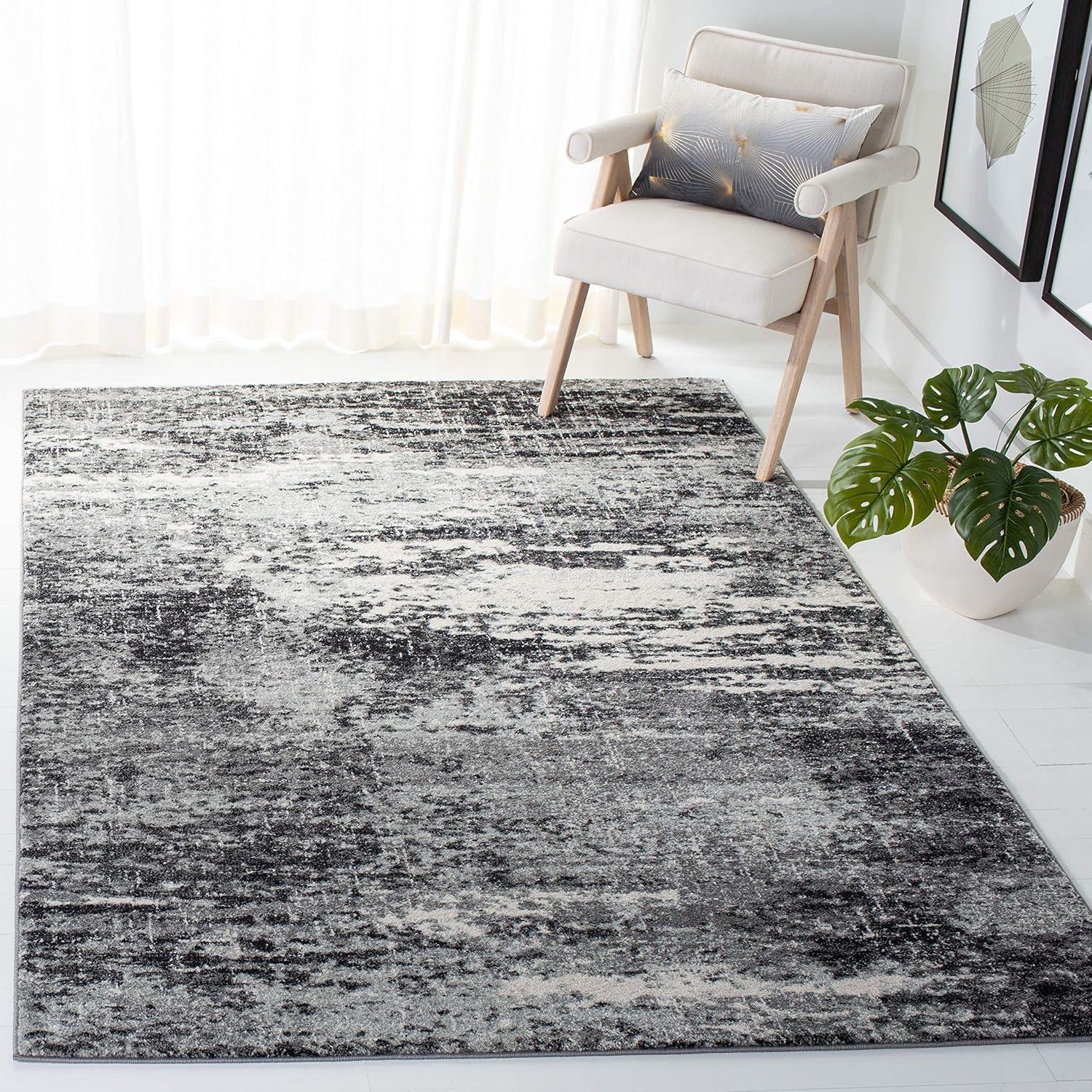 image:imageSAFAVIEH Evoke Collection 8 x 10 Ivory Dark Grey EVK272G Modern Abstract NonShedding Living Room Bedroom Dining Home Office Area RugIvoryDark Grey