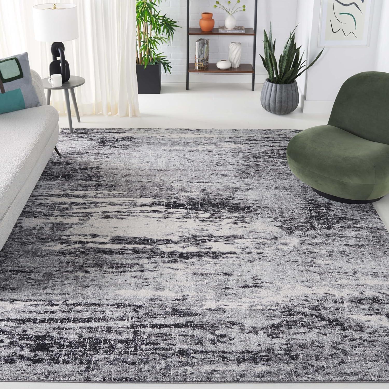 image:imageSAFAVIEH Evoke Collection 8 x 10 Ivory Dark Grey EVK272G Modern Abstract NonShedding Living Room Bedroom Dining Home Office Area RugIvoryDark Grey