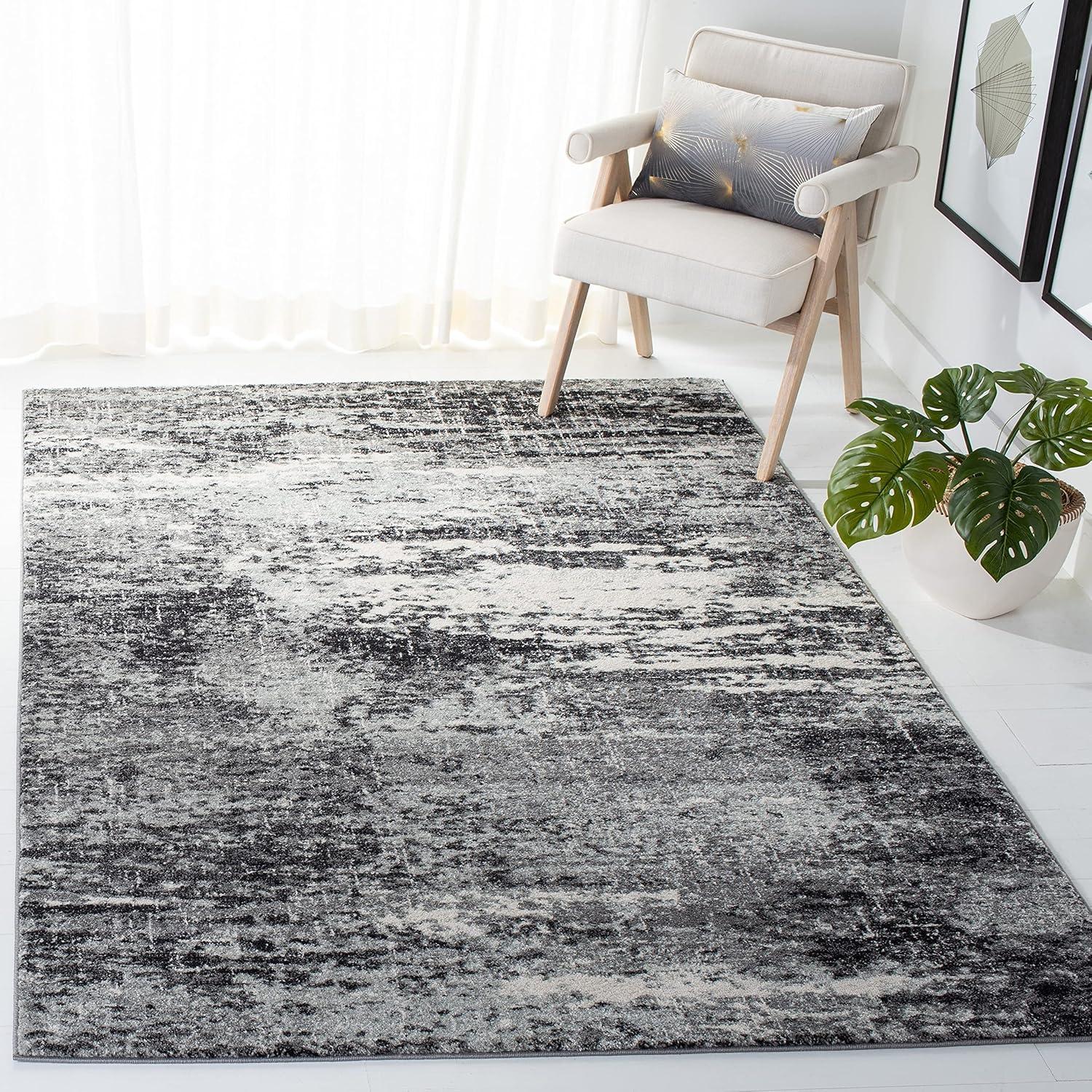 image:imageSAFAVIEH Evoke Collection 8 x 10 Ivory Dark Grey EVK272G Modern Abstract NonShedding Living Room Bedroom Dining Home Office Area RugIvoryDark Grey
