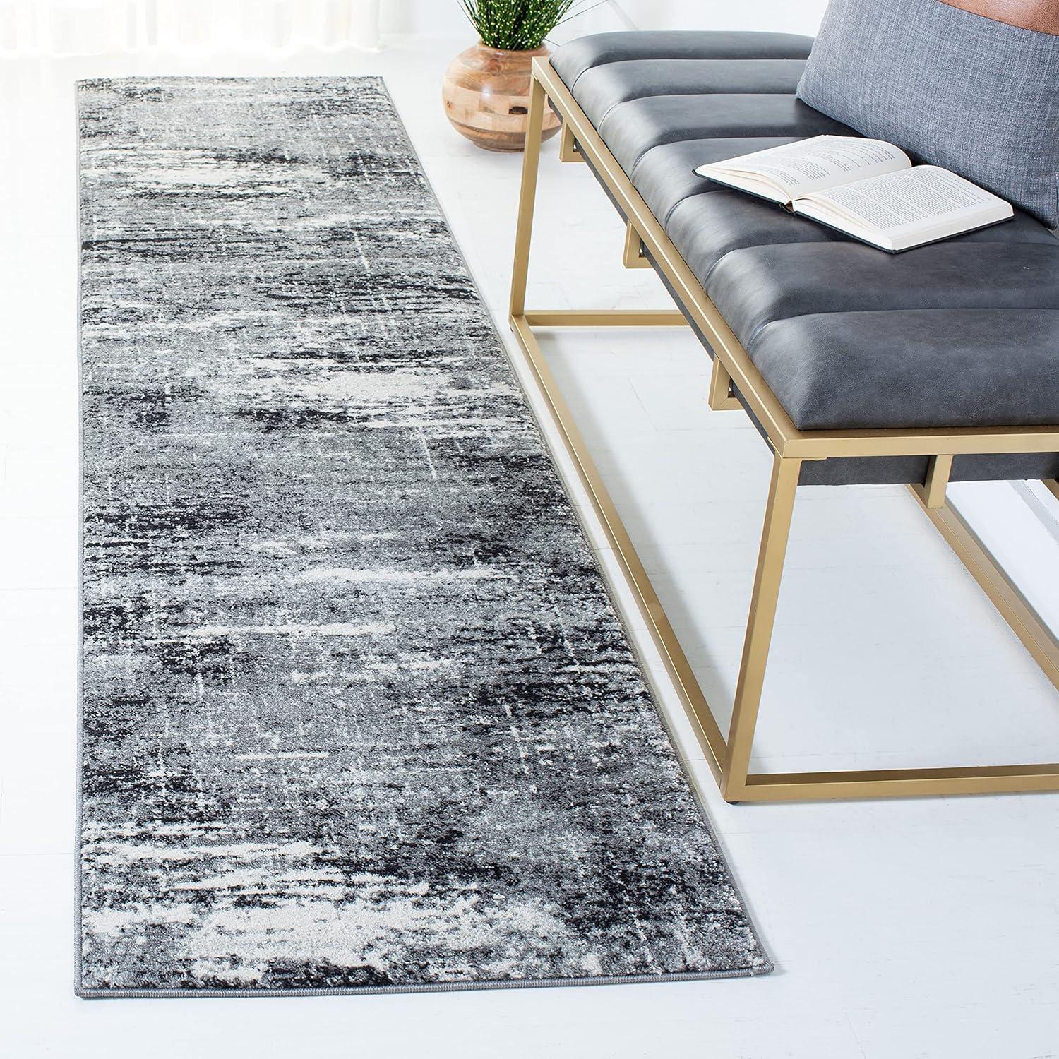 image:imageSAFAVIEH Evoke Collection 8 x 10 Ivory Dark Grey EVK272G Modern Abstract NonShedding Living Room Bedroom Dining Home Office Area RugIvoryDark Grey
