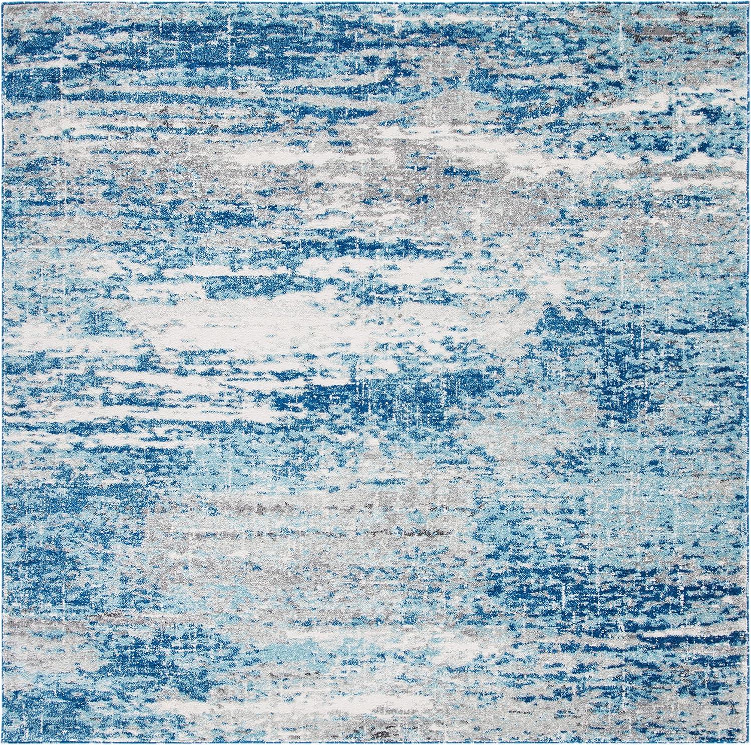 image:imageSAFAVIEH Evoke Collection 8 x 10 Ivory Dark Grey EVK272G Modern Abstract NonShedding Living Room Bedroom Dining Home Office Area RugLight BlueGrey