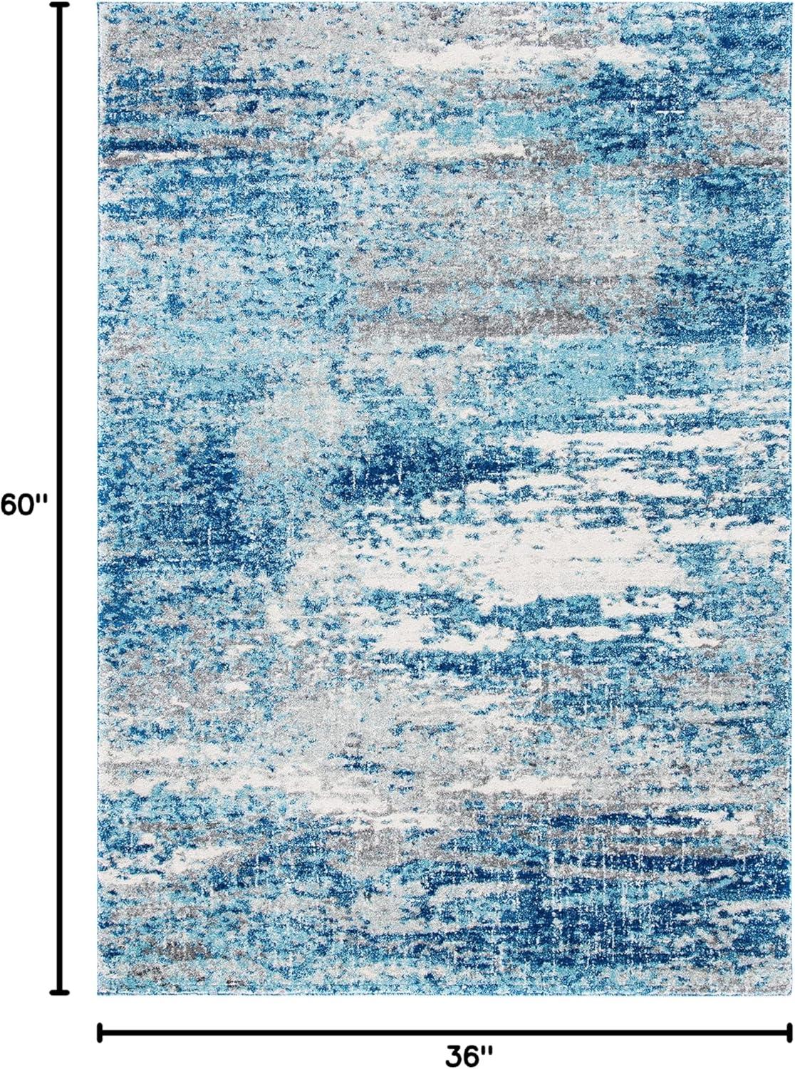 image:imageSAFAVIEH Evoke Collection 8 x 10 Ivory Dark Grey EVK272G Modern Abstract NonShedding Living Room Bedroom Dining Home Office Area RugLight BlueGrey