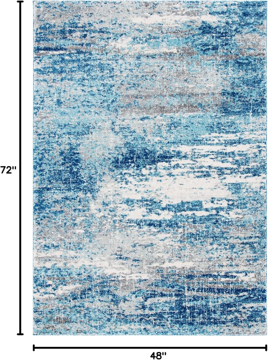 image:imageSAFAVIEH Evoke Collection 8 x 10 Ivory Dark Grey EVK272G Modern Abstract NonShedding Living Room Bedroom Dining Home Office Area RugLight BlueGrey