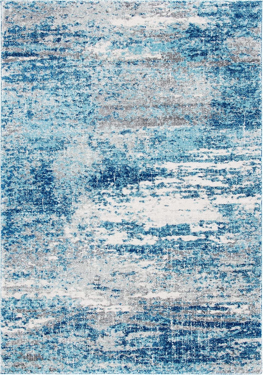 image:imageSAFAVIEH Evoke Collection 8 x 10 Ivory Dark Grey EVK272G Modern Abstract NonShedding Living Room Bedroom Dining Home Office Area RugLight BlueGrey