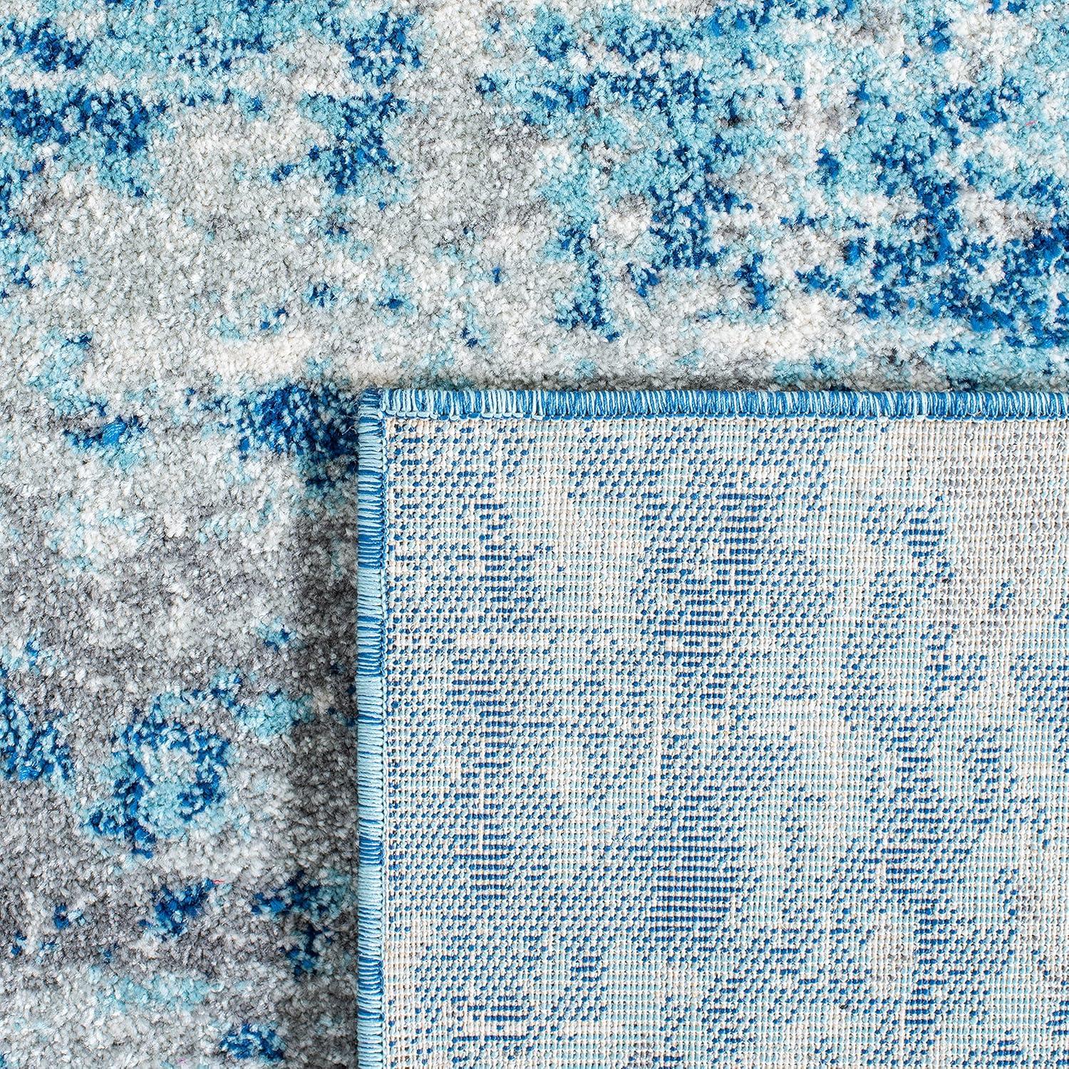 image:imageSAFAVIEH Evoke Collection 8 x 10 Ivory Dark Grey EVK272G Modern Abstract NonShedding Living Room Bedroom Dining Home Office Area RugLight BlueGrey