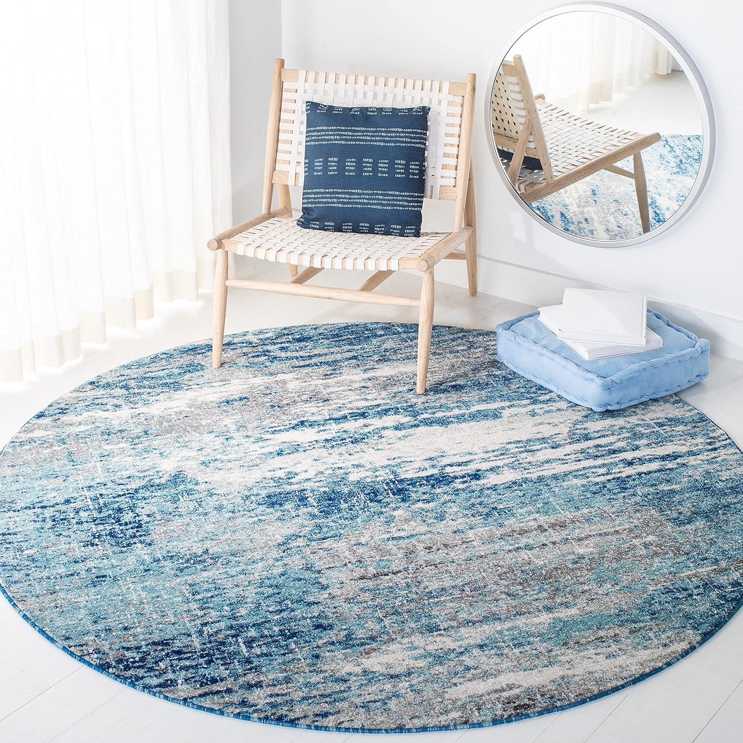 image:imageSAFAVIEH Evoke Collection 8 x 10 Ivory Dark Grey EVK272G Modern Abstract NonShedding Living Room Bedroom Dining Home Office Area RugLight BlueGrey