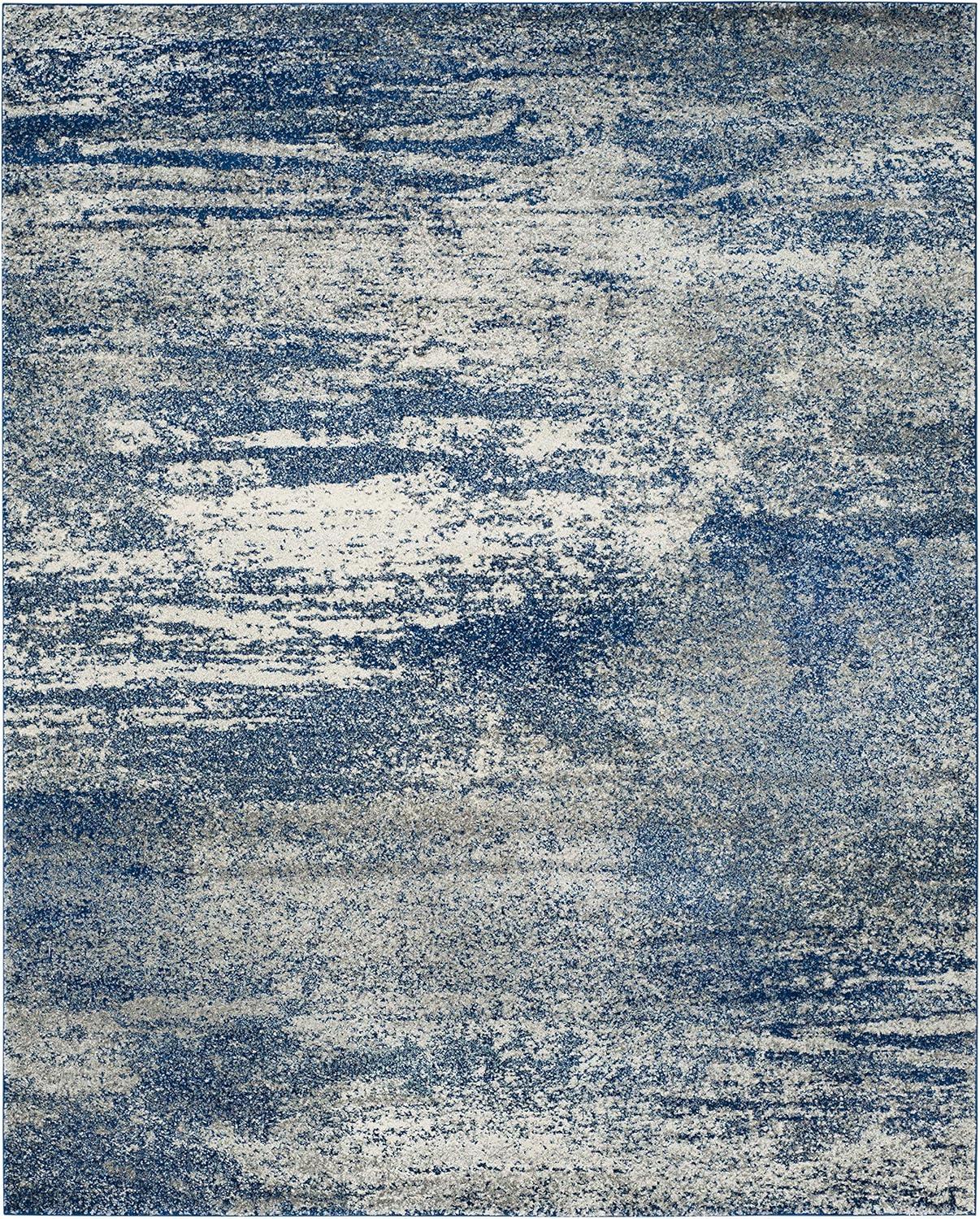 image:imageSAFAVIEH Evoke Collection 8 x 10 Ivory Dark Grey EVK272G Modern Abstract NonShedding Living Room Bedroom Dining Home Office Area RugNavyIvory