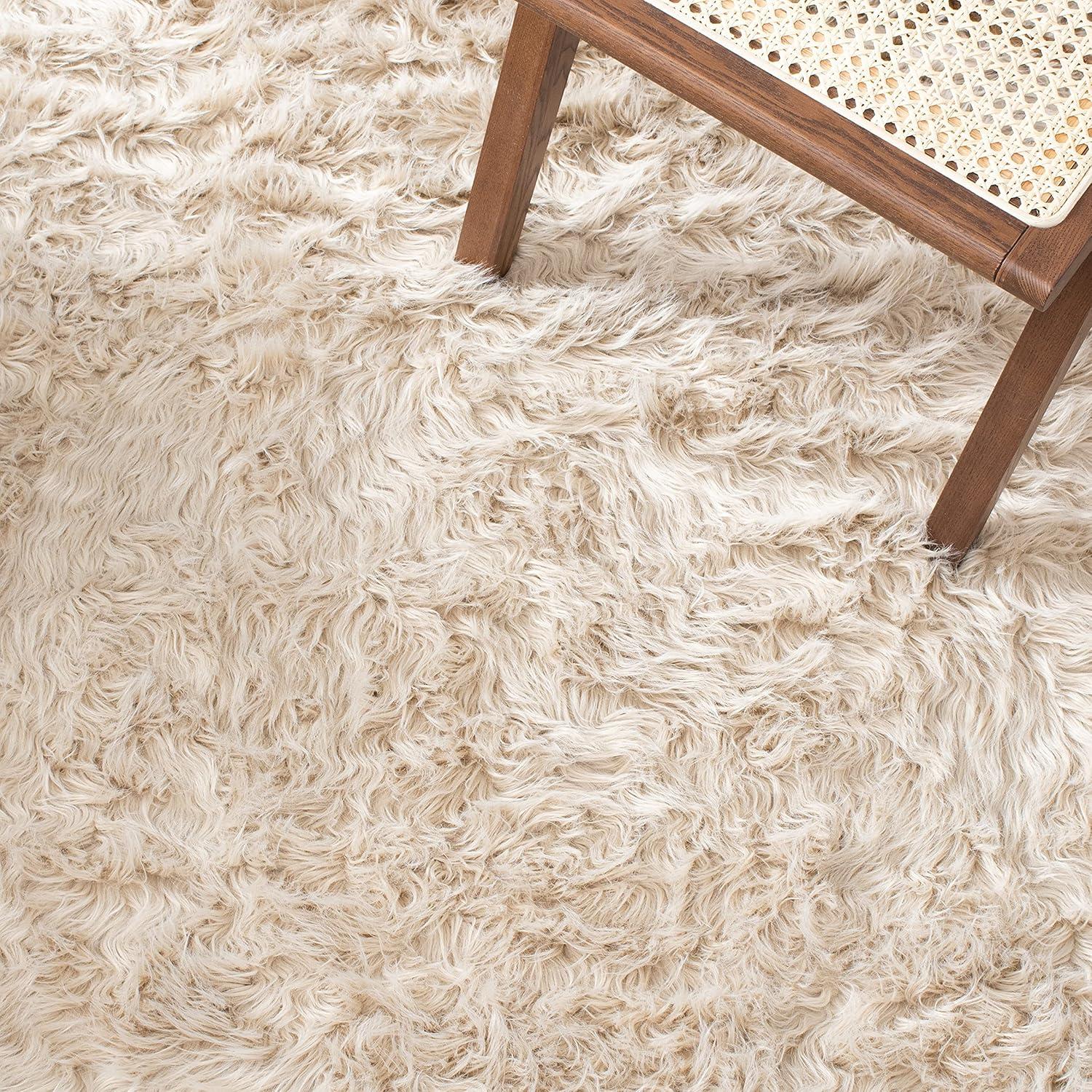 image:imageSAFAVIEH Faux Sheep Skin Collection 3 x 5 Ivory FSS235A Silken Glam 235inch Thick Area RugBeige