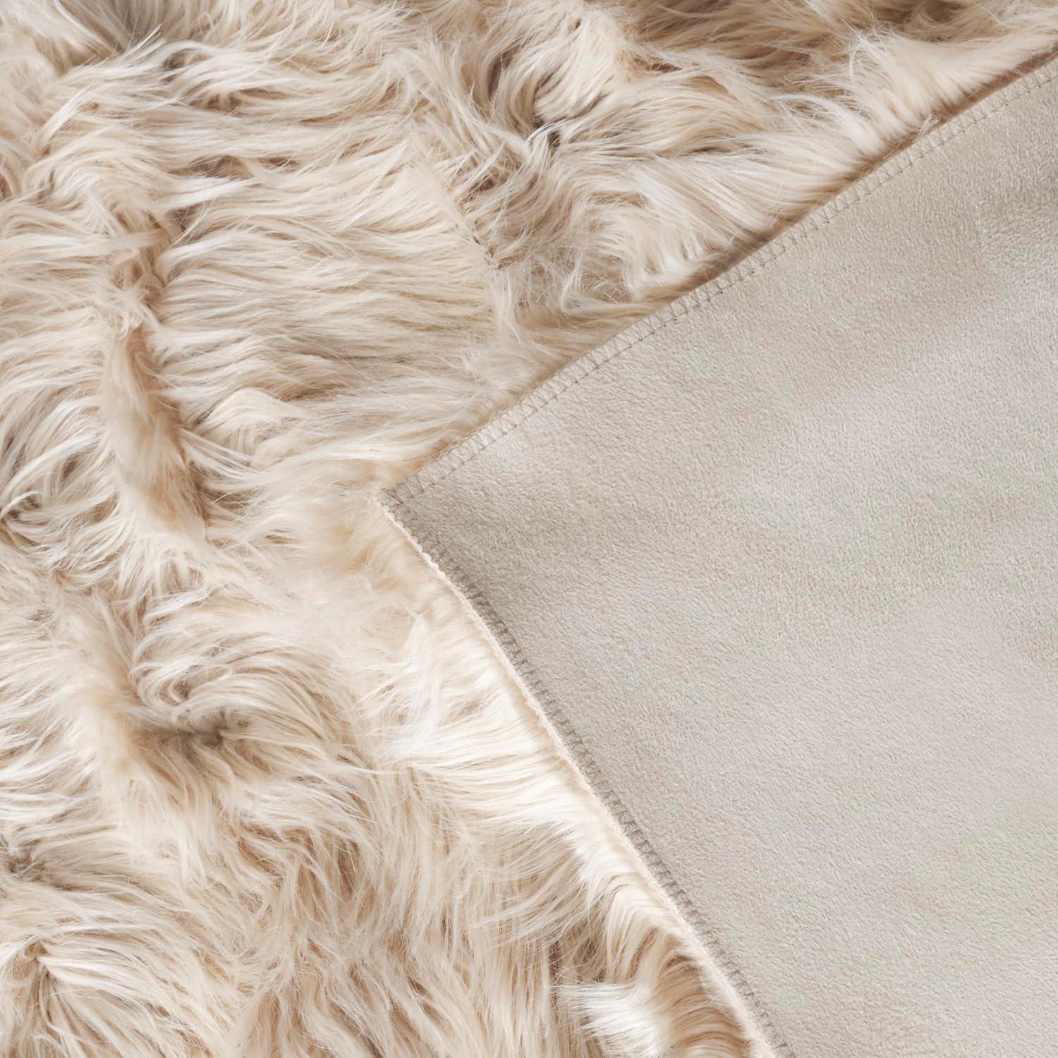 image:imageSAFAVIEH Faux Sheep Skin Collection 3 x 5 Ivory FSS235A Silken Glam 235inch Thick Area RugBeige