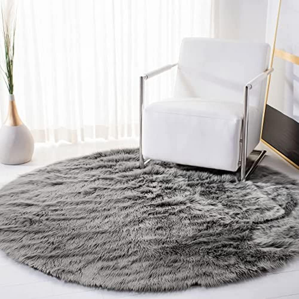 image:imageSAFAVIEH Faux Sheep Skin Collection 3 x 5 Ivory FSS235A Silken Glam 235inch Thick Area RugGrey