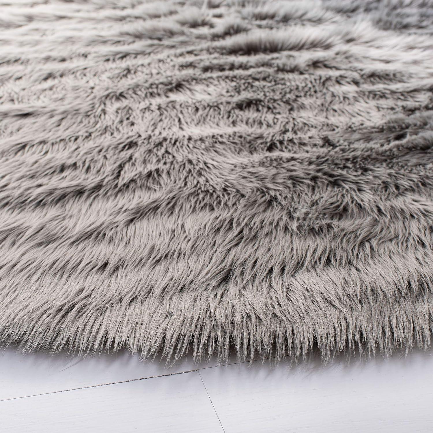 image:imageSAFAVIEH Faux Sheep Skin Collection 3 x 5 Ivory FSS235A Silken Glam 235inch Thick Area RugGrey