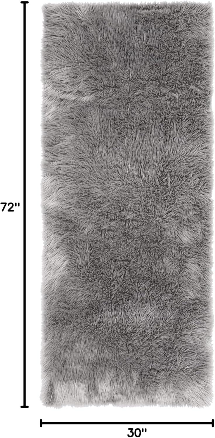 image:imageSAFAVIEH Faux Sheep Skin Collection 3 x 5 Ivory FSS235A Silken Glam 235inch Thick Area RugGrey