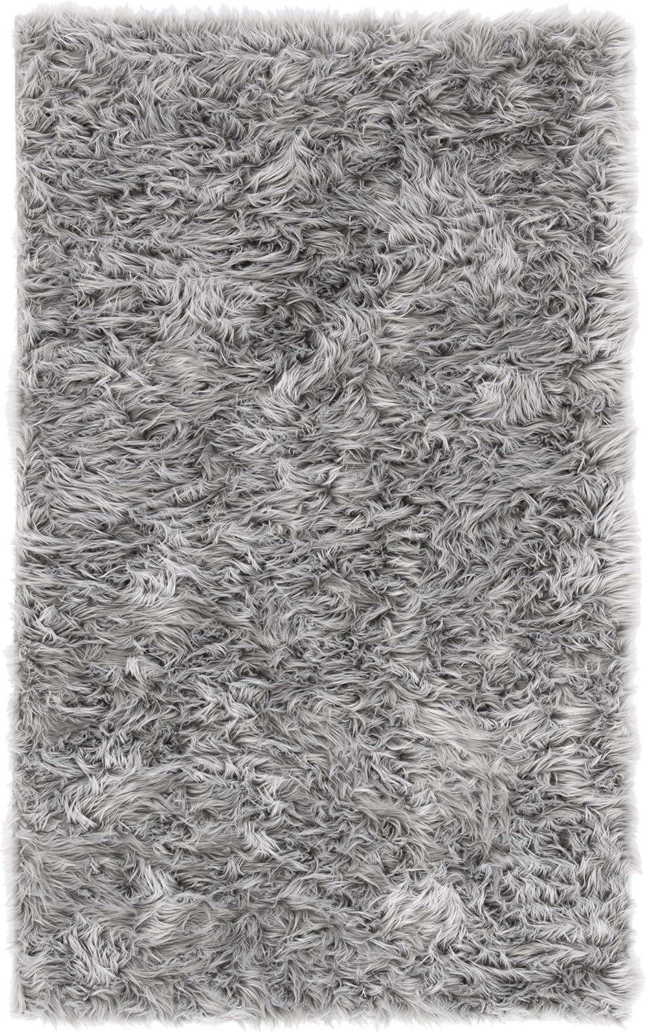 image:imageSAFAVIEH Faux Sheep Skin Collection 3 x 5 Ivory FSS235A Silken Glam 235inch Thick Area RugGrey