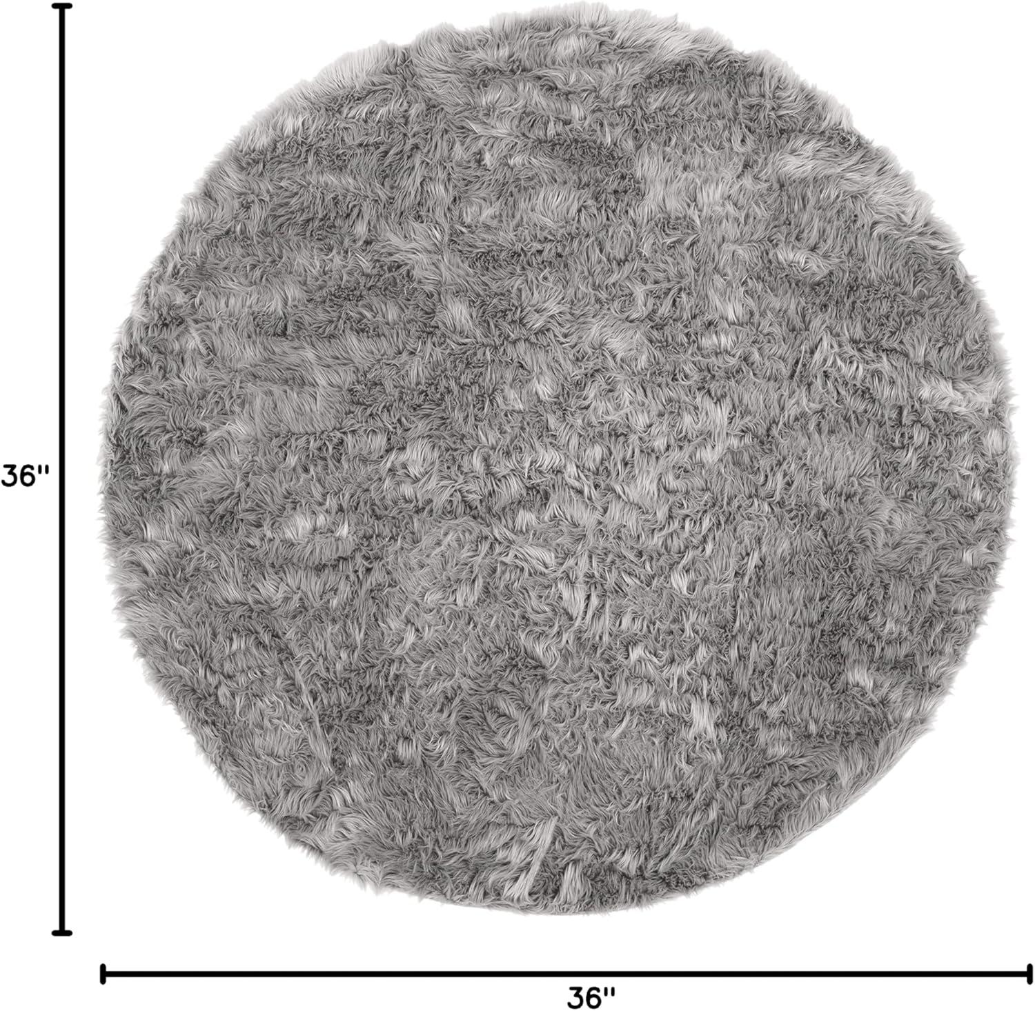 image:imageSAFAVIEH Faux Sheep Skin Collection 3 x 5 Ivory FSS235A Silken Glam 235inch Thick Area RugGrey