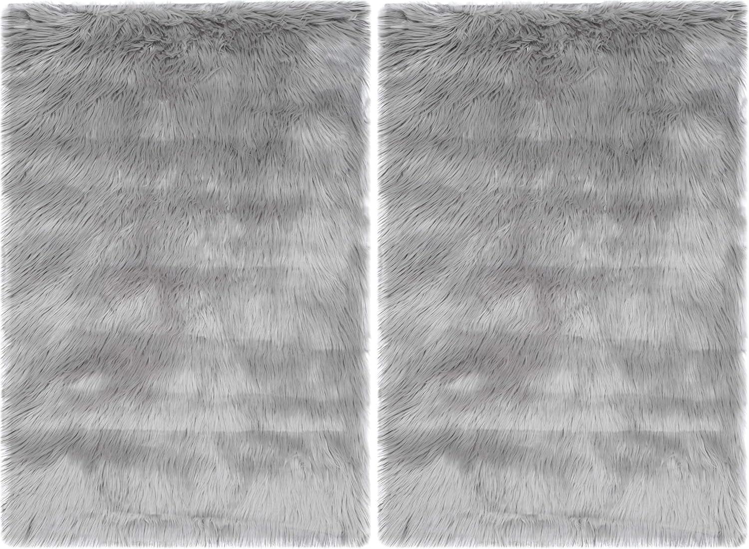 image:imageSAFAVIEH Faux Sheep Skin Collection 3 x 5 Ivory FSS235A Silken Glam 235inch Thick Area RugGrey