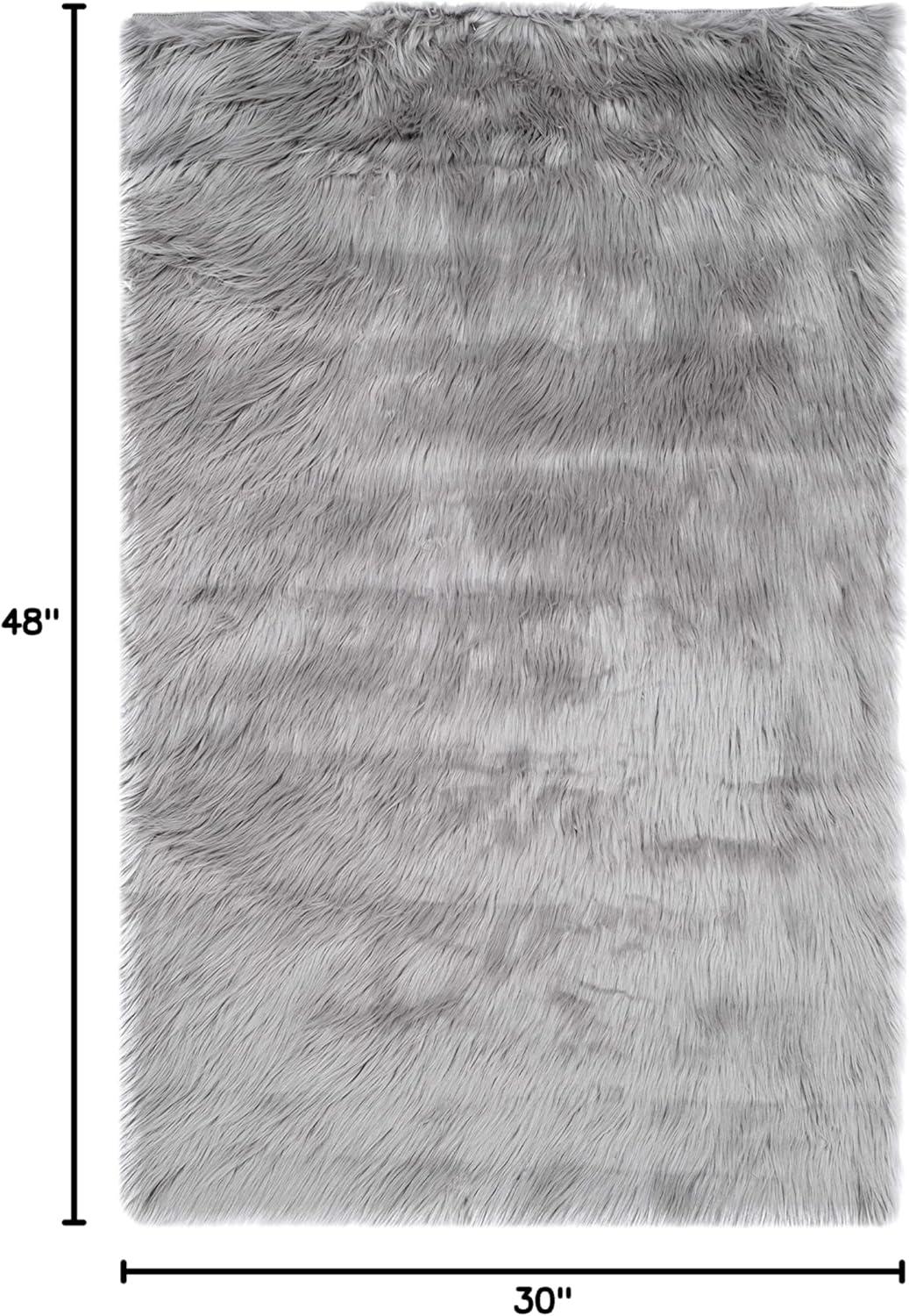 image:imageSAFAVIEH Faux Sheep Skin Collection 3 x 5 Ivory FSS235A Silken Glam 235inch Thick Area RugGrey