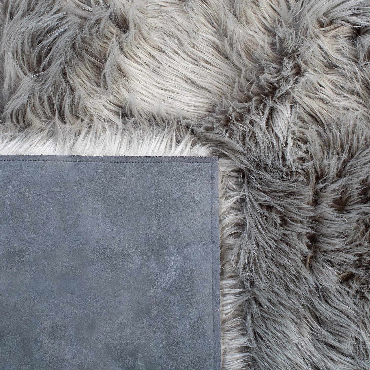 image:imageSAFAVIEH Faux Sheep Skin Collection 3 x 5 Ivory FSS235A Silken Glam 235inch Thick Area RugGrey