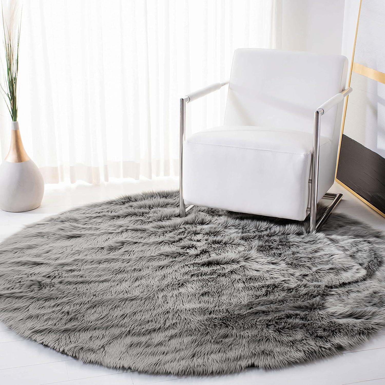 image:imageSAFAVIEH Faux Sheep Skin Collection 3 x 5 Ivory FSS235A Silken Glam 235inch Thick Area RugGrey
