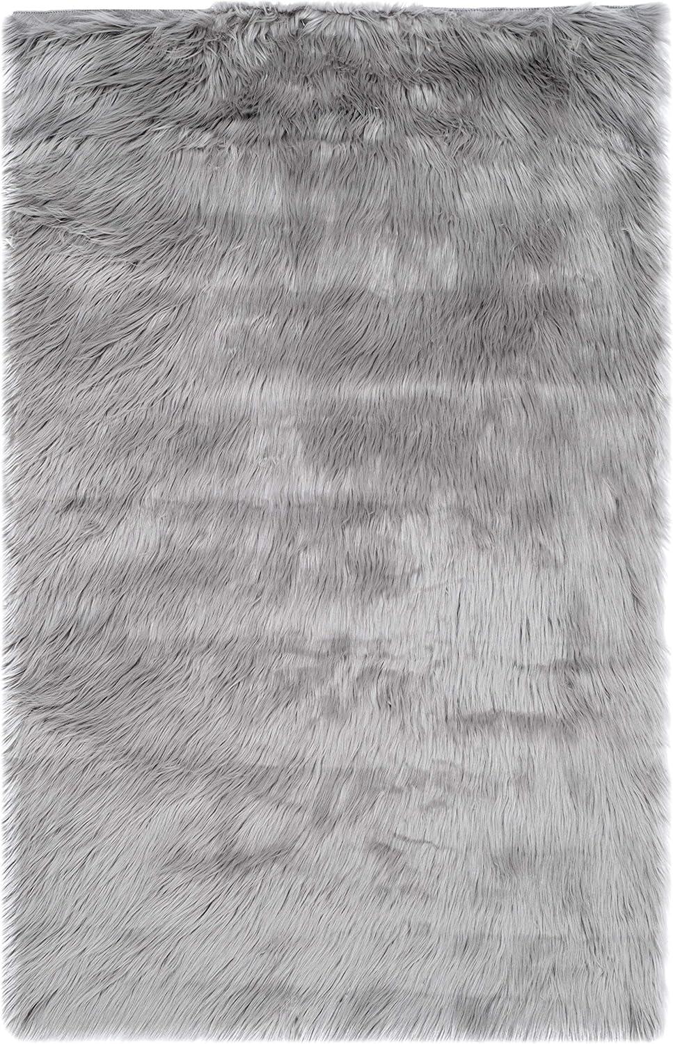 image:imageSAFAVIEH Faux Sheep Skin Collection 3 x 5 Ivory FSS235A Silken Glam 235inch Thick Area RugGrey