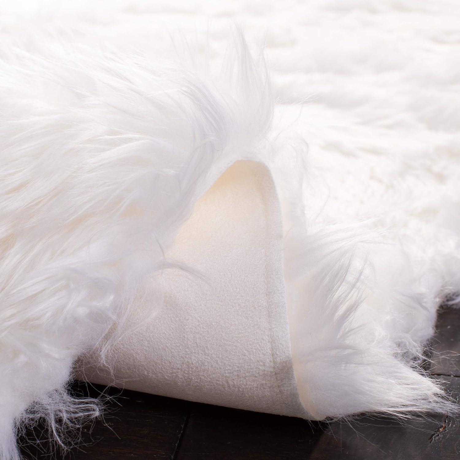 image:imageSAFAVIEH Faux Sheep Skin Collection 3 x 5 Ivory FSS235A Silken Glam 235inch Thick Area RugIvory