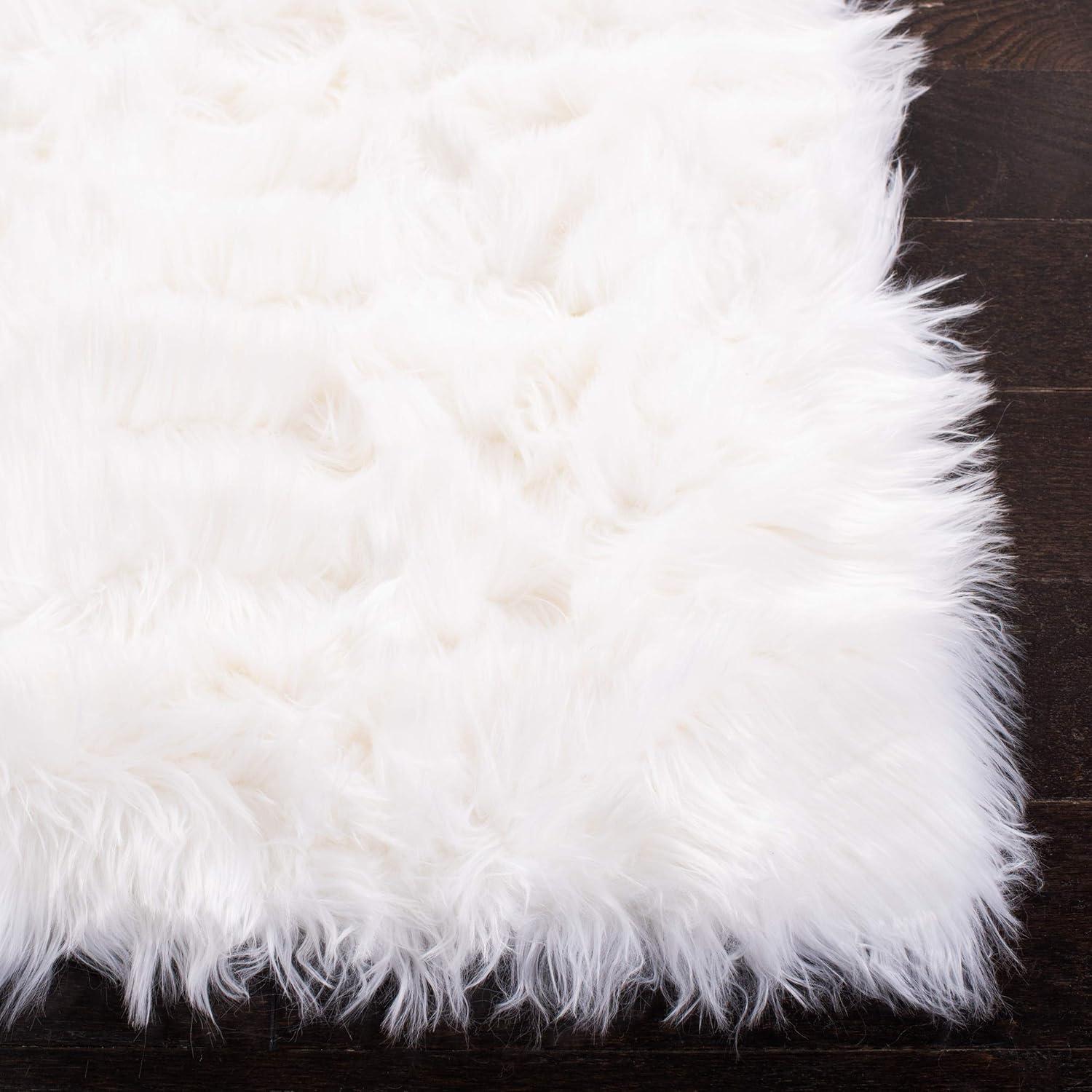 image:imageSAFAVIEH Faux Sheep Skin Collection 3 x 5 Ivory FSS235A Silken Glam 235inch Thick Area RugIvory