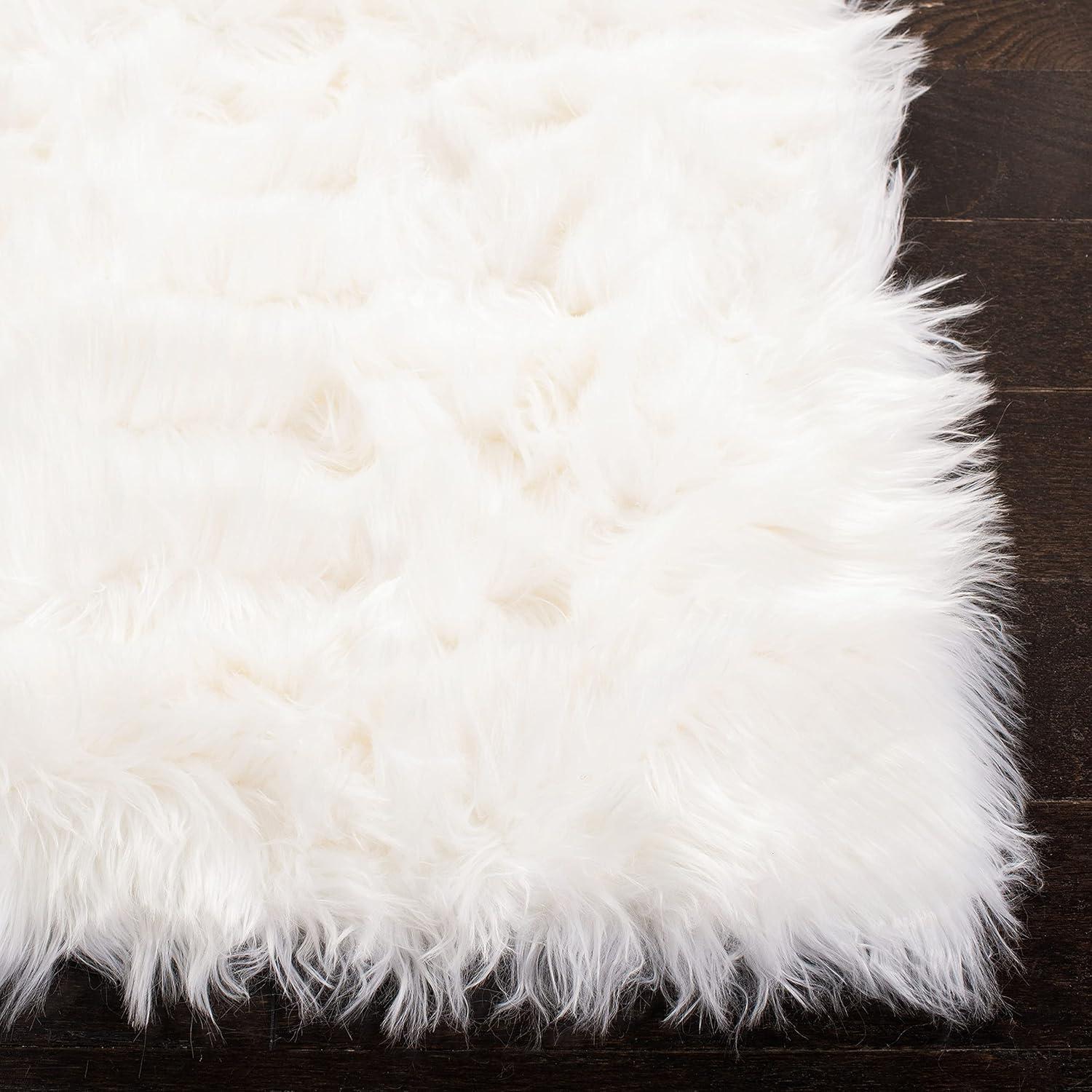 image:imageSAFAVIEH Faux Sheep Skin Collection 3 x 5 Ivory FSS235A Silken Glam 235inch Thick Area RugIvory